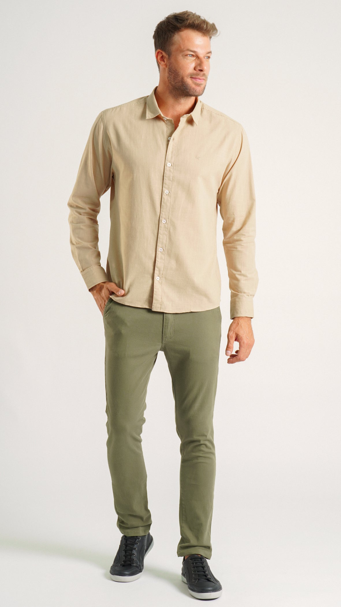 Calça Sarja Bolso Faca - Verde