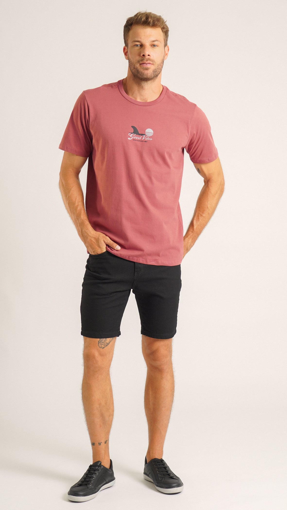 Camiseta Estampada Good Vibes - Rosa