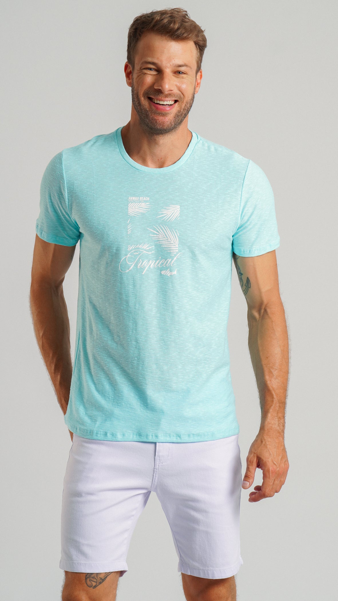 Camiseta Flamê Tropical - Azul