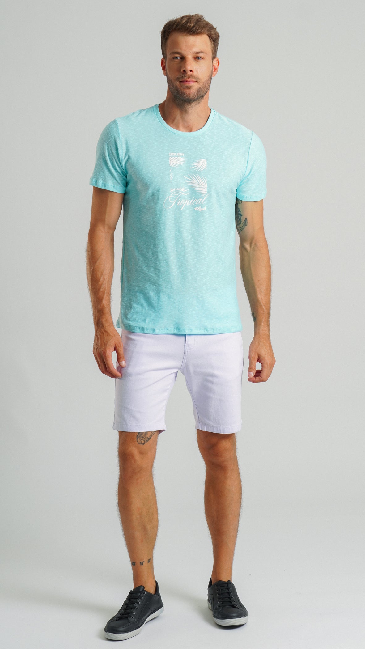 Camiseta Flamê Tropical - Azul