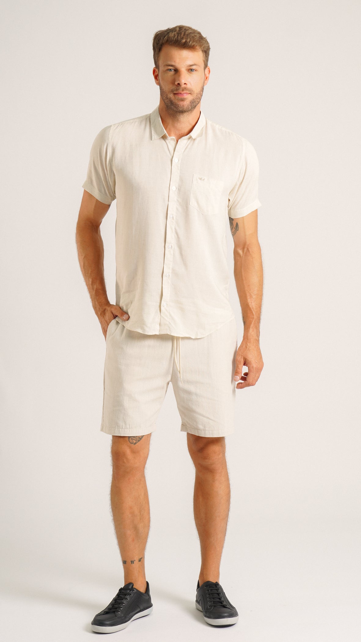 Bermuda Flamê Bolso Faca - Cru