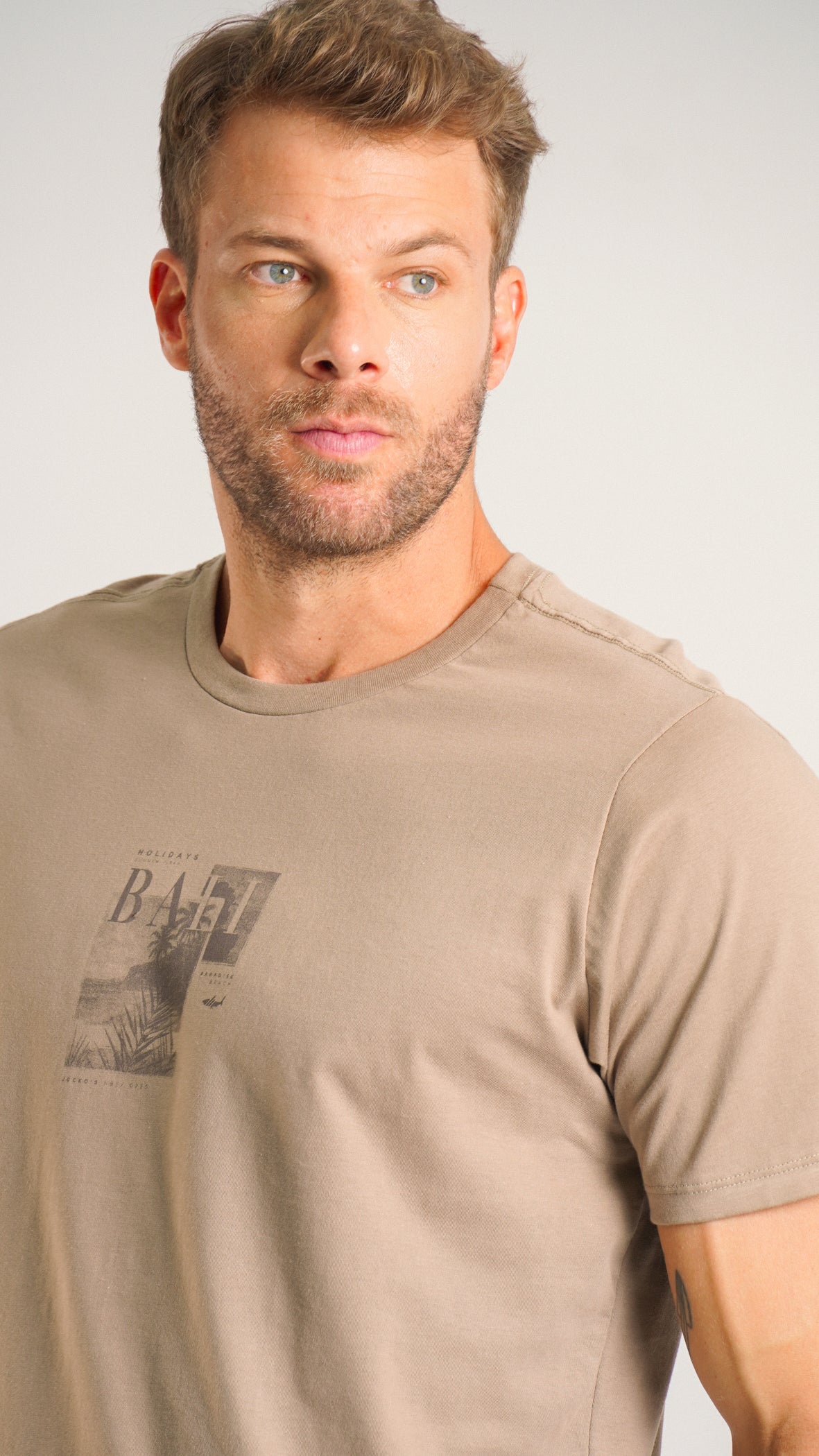 Camiseta Estampada Holiday - Caqui