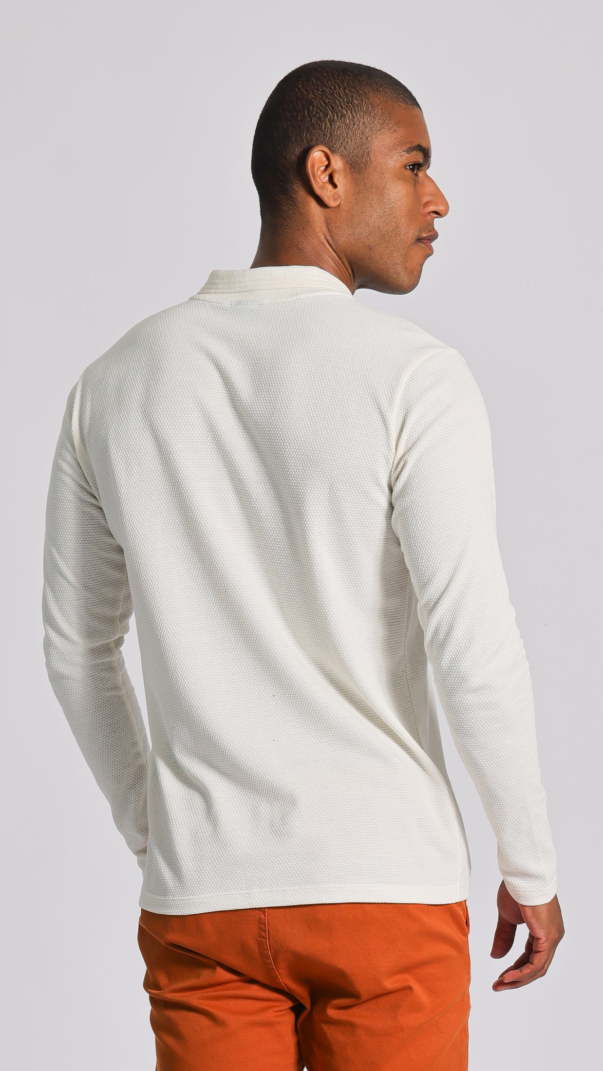Camisa Polo Colmeia Manga Longa - Off White