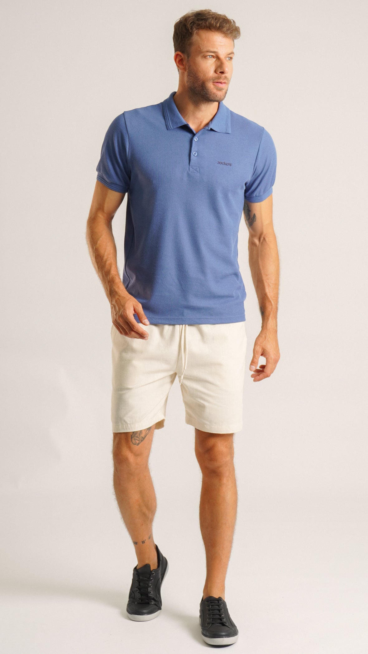 Camisa Polo Tricô Diamond - Azul