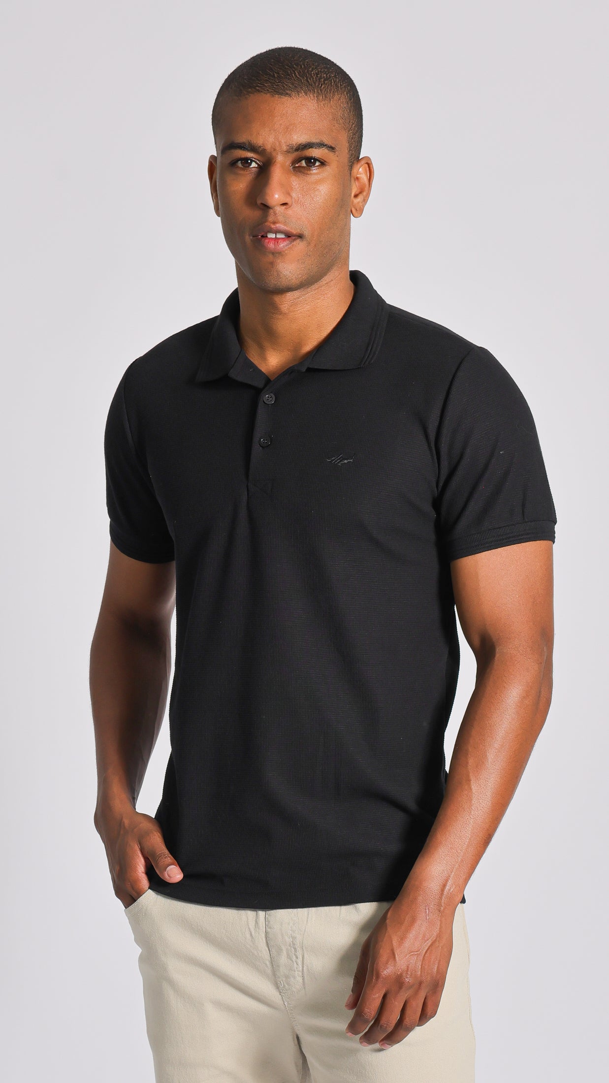 Camisa Polo Tricô Diamond - Preta