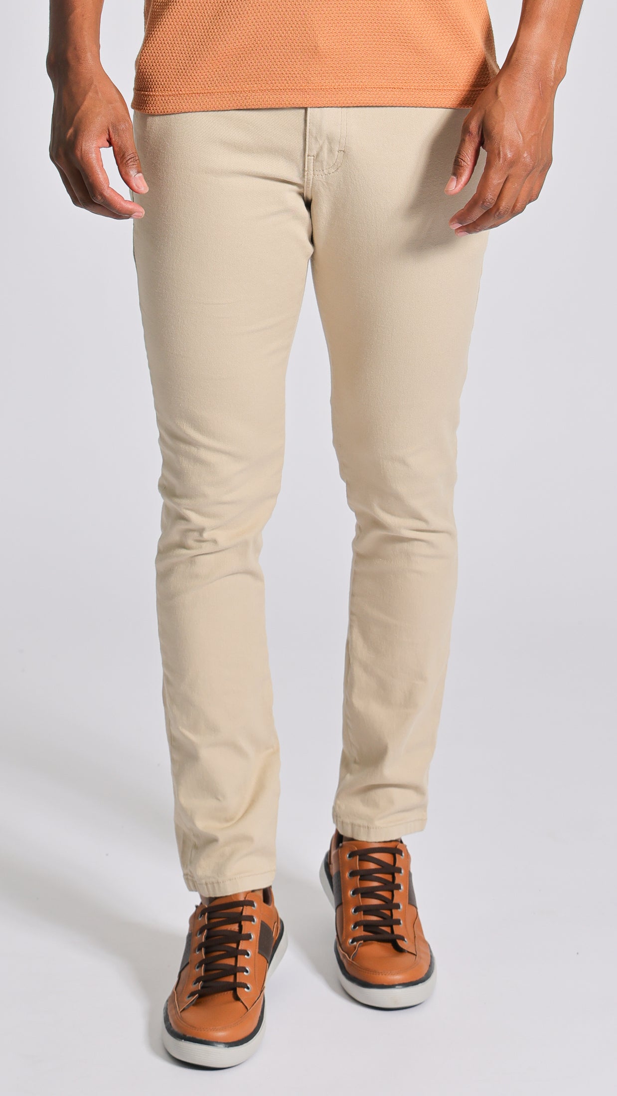 Calça Sarja Bolso Faca - Bege
