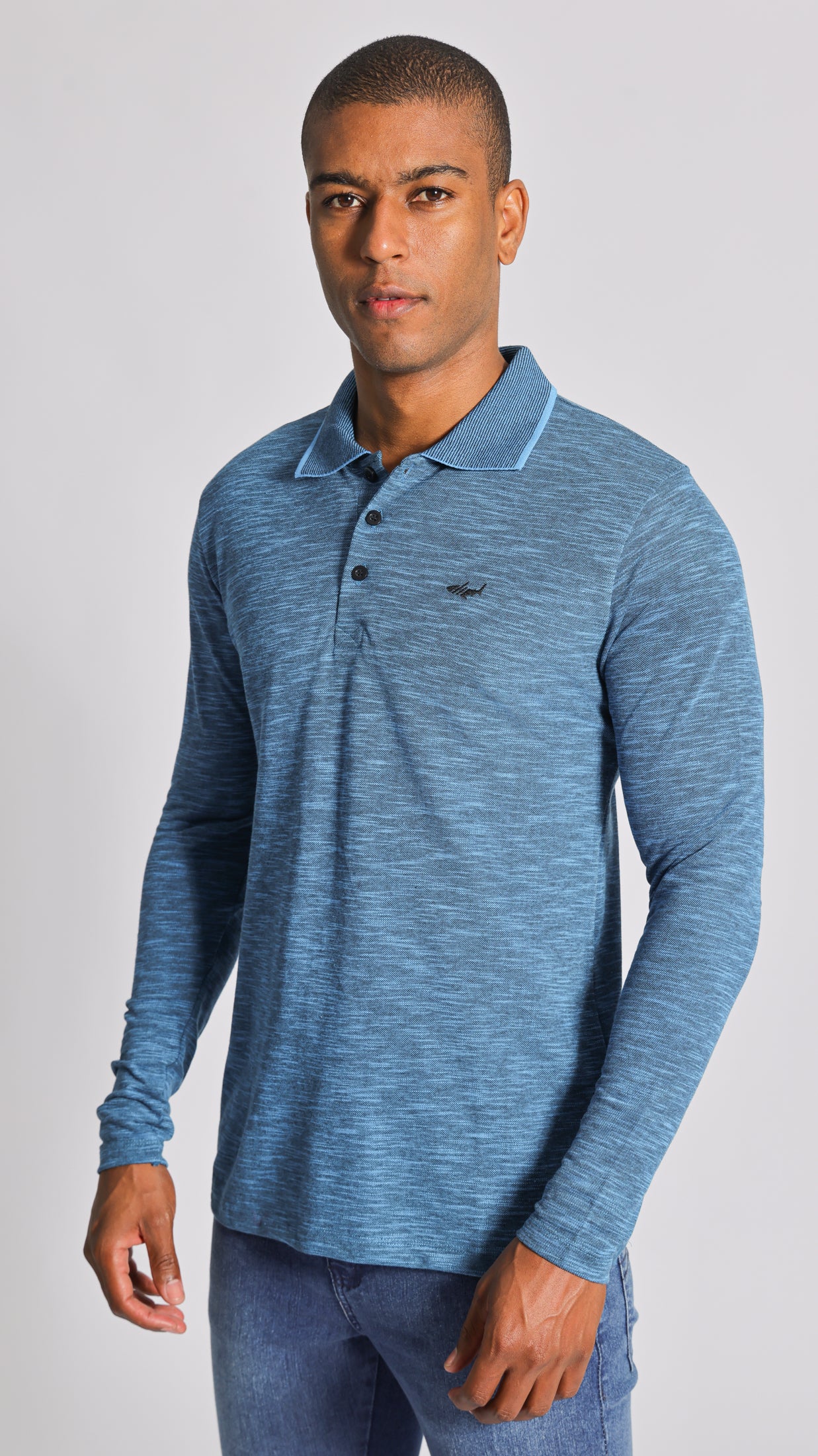 Camisa Polo Flamê Manga Longa - Azul