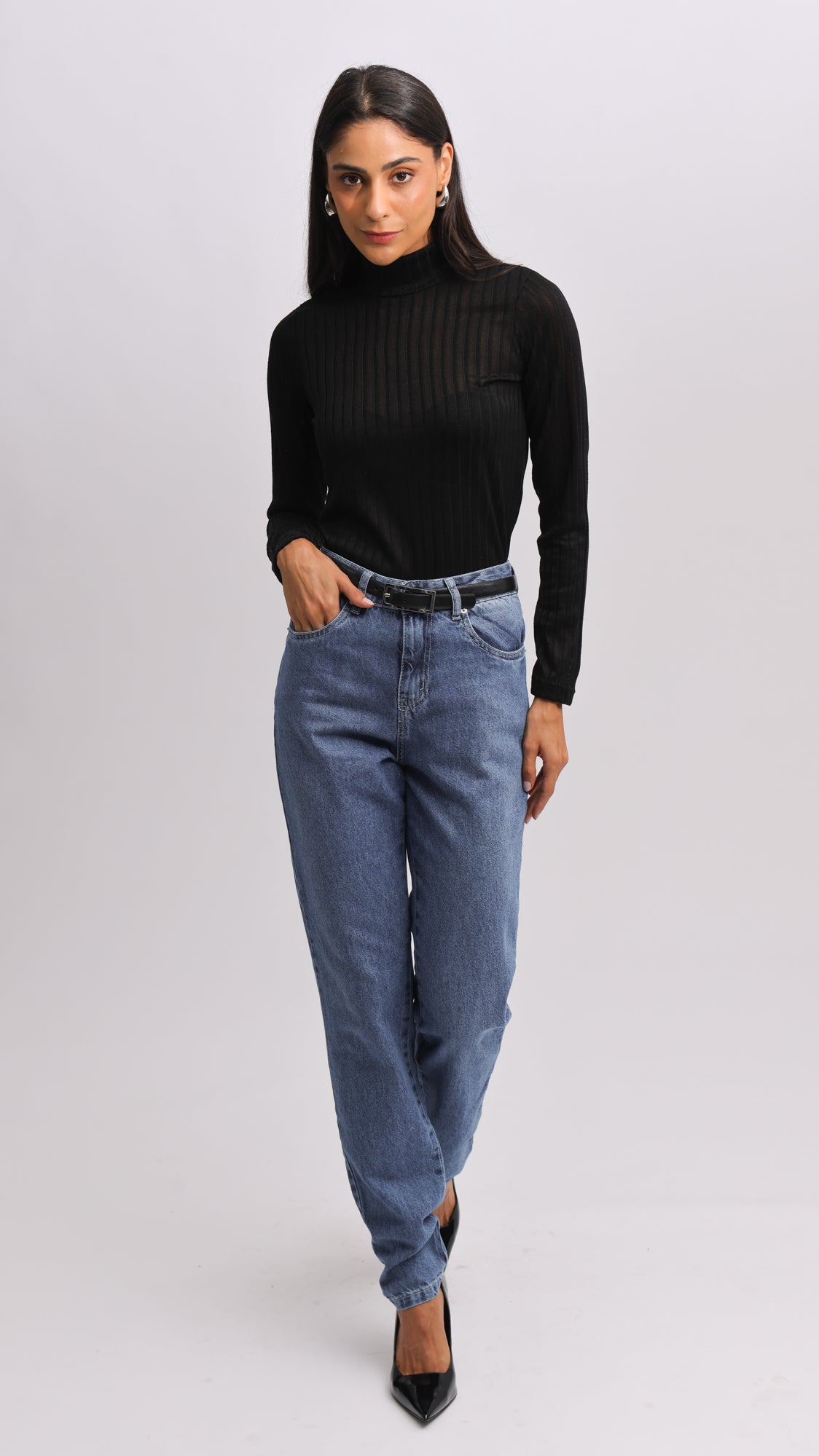 Calça Jeans - Escura Mom Estonada