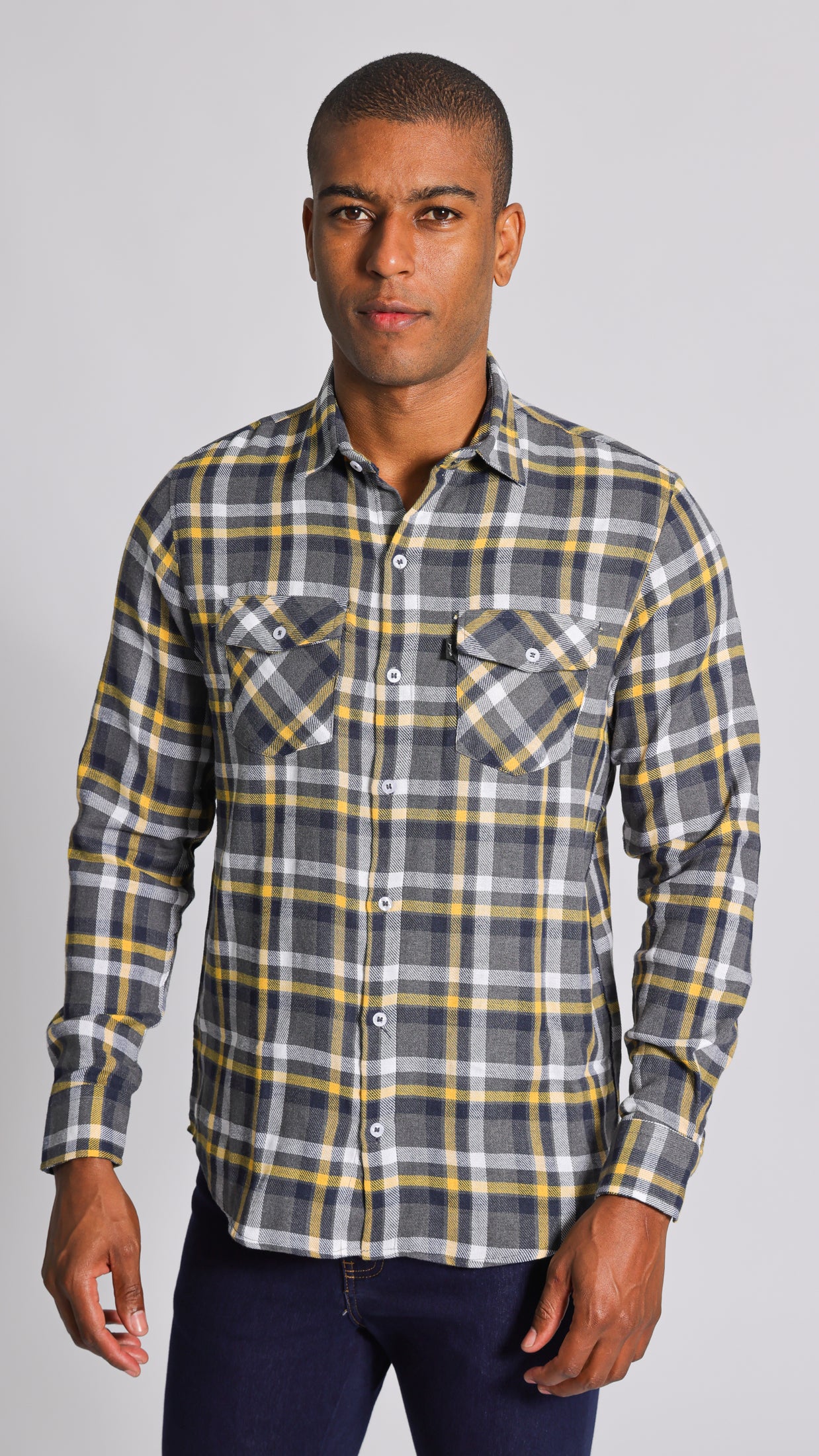 Camisa Xadrez Manga Longa - Amarela