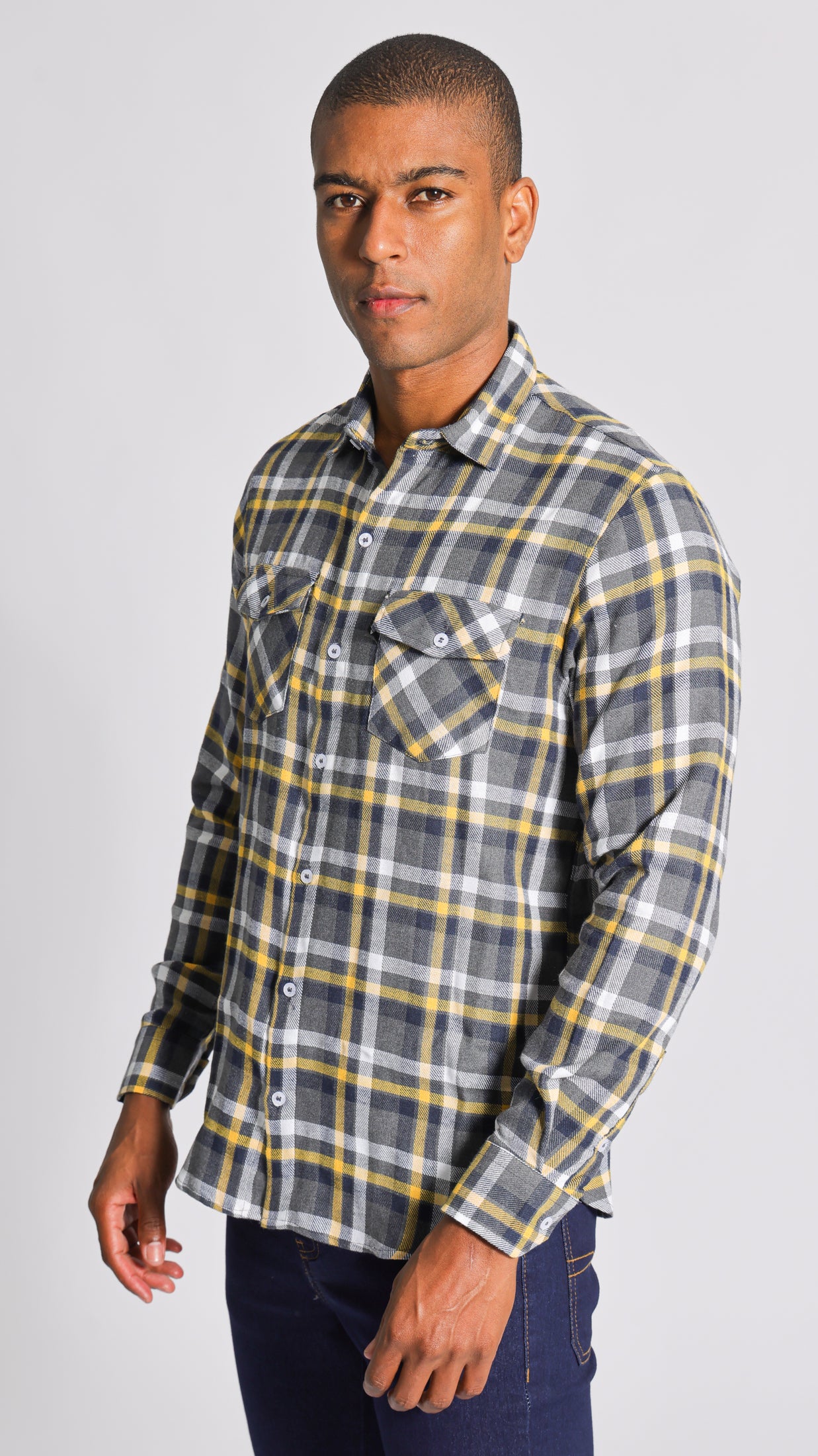 Camisa Xadrez Manga Longa - Amarela