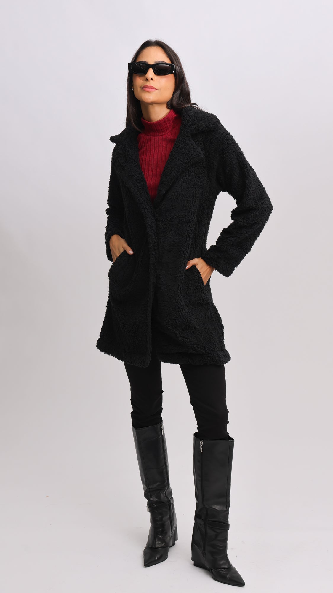 Casaco Sherpa Longo - Preto