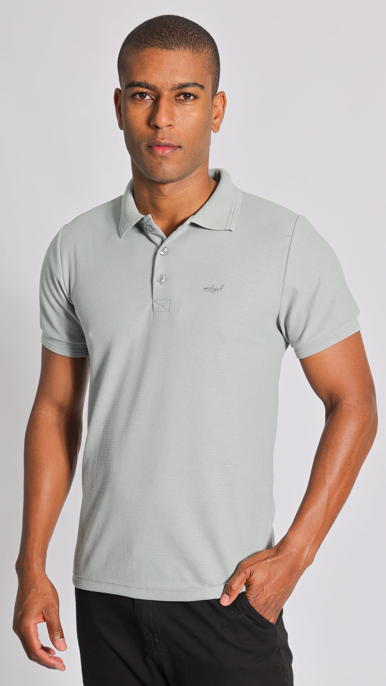 Camisa Polo Tricô Diamond - Cinza