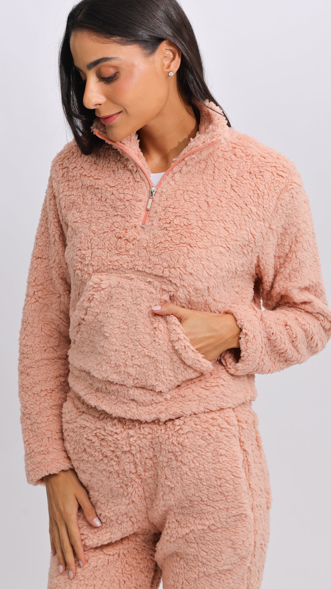 Canguru Sherpa Zíper - Nude