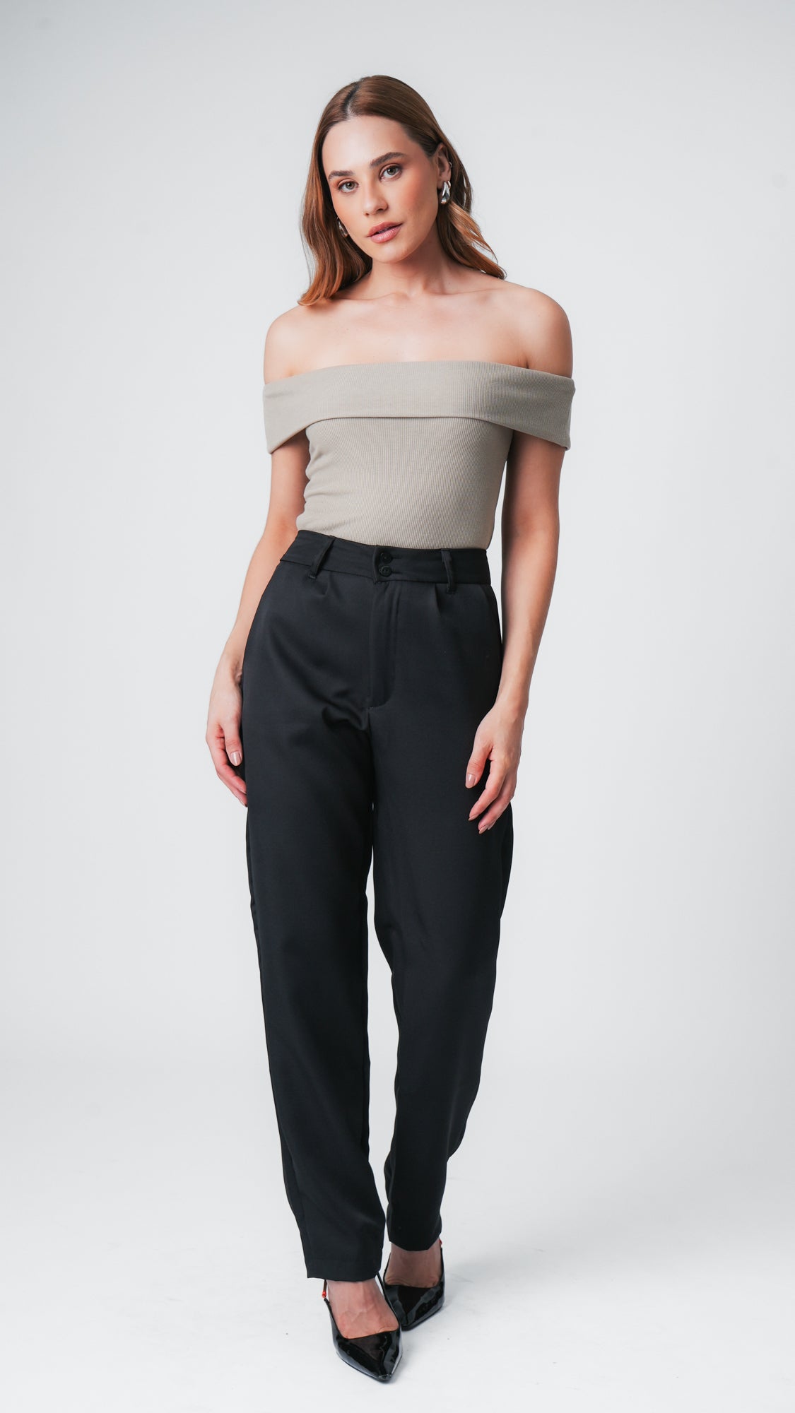 Blusa Ombro a Ombro Canelada - Areia