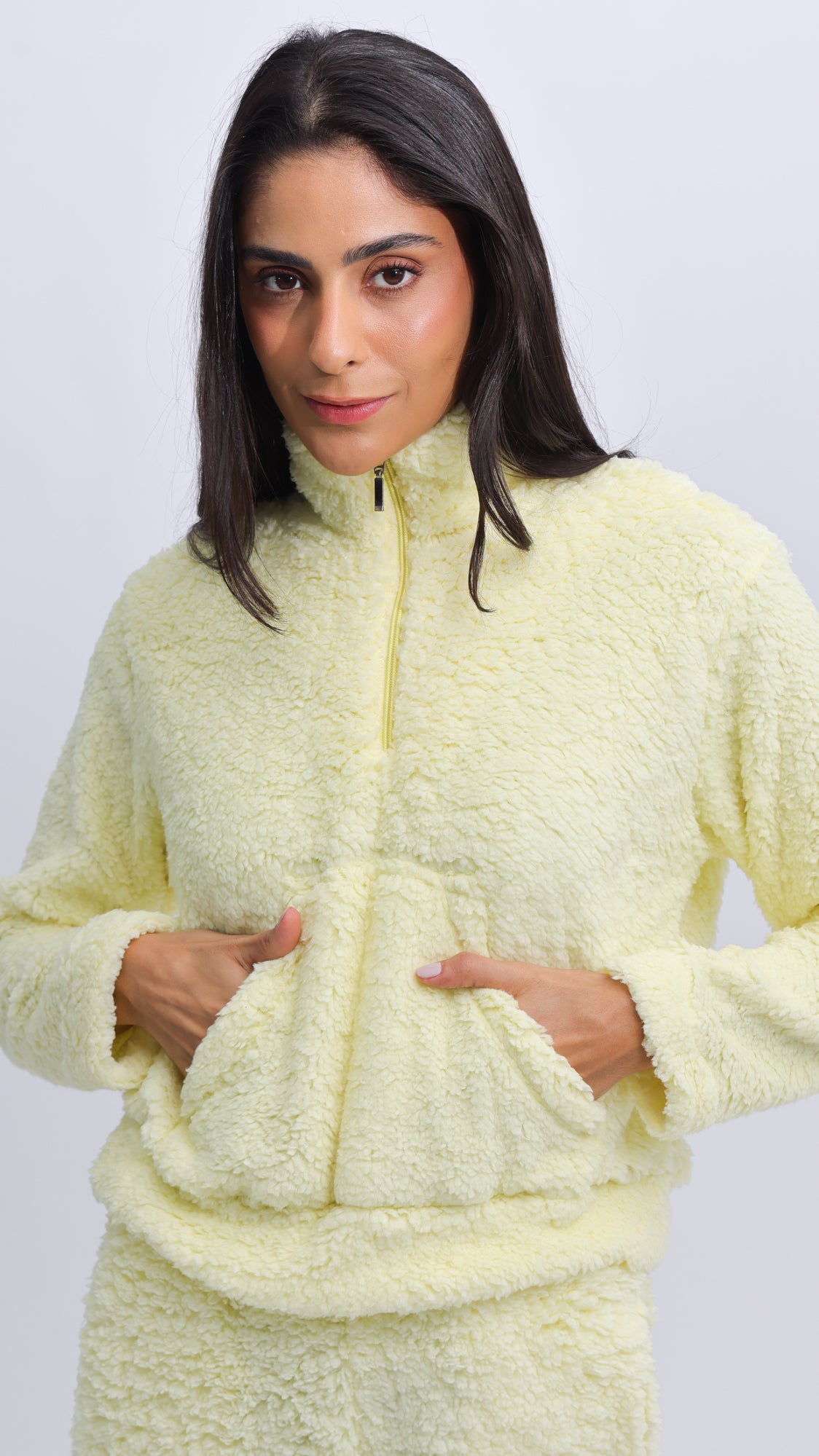 Canguru Sherpa Zíper - Amarelo