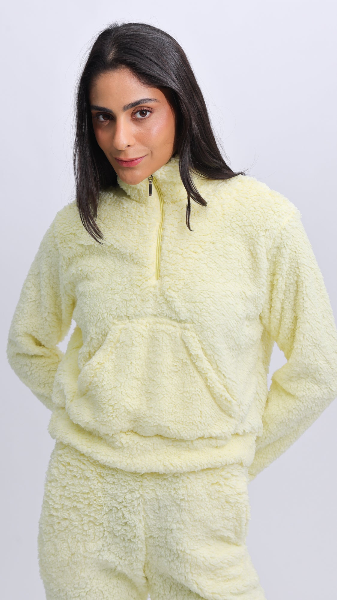 Canguru Sherpa Zíper - Amarelo