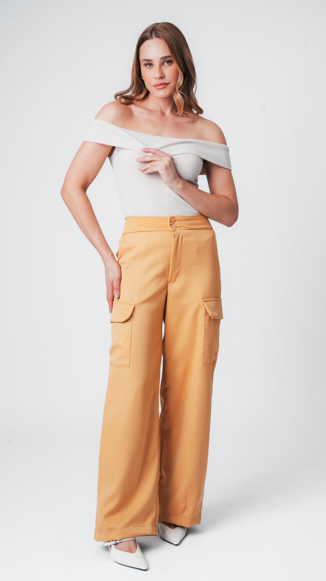 Blusa Ombro a Ombro Canelada - Nude