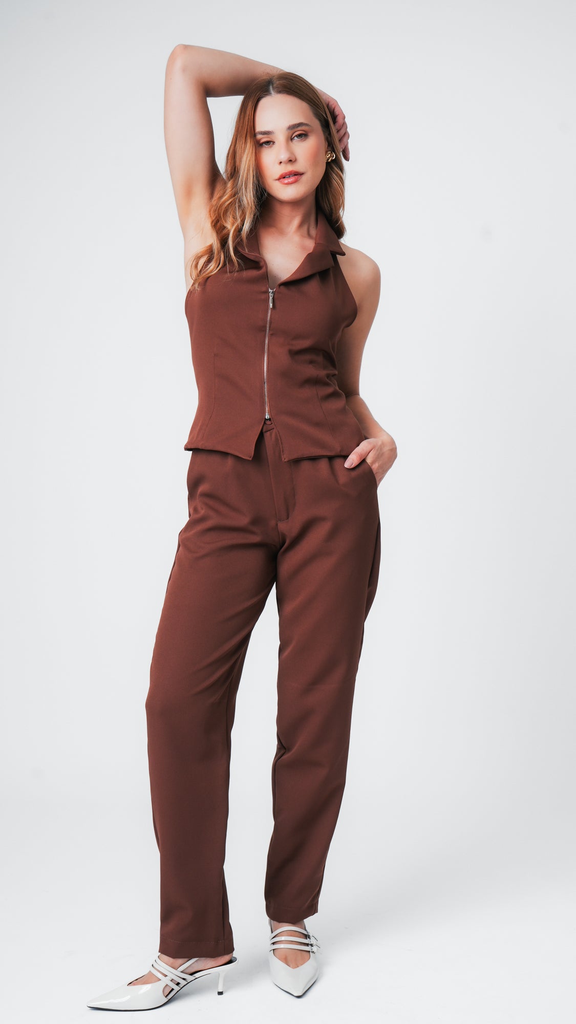 Colete Alfaiataria Laryssa - Marrom Café