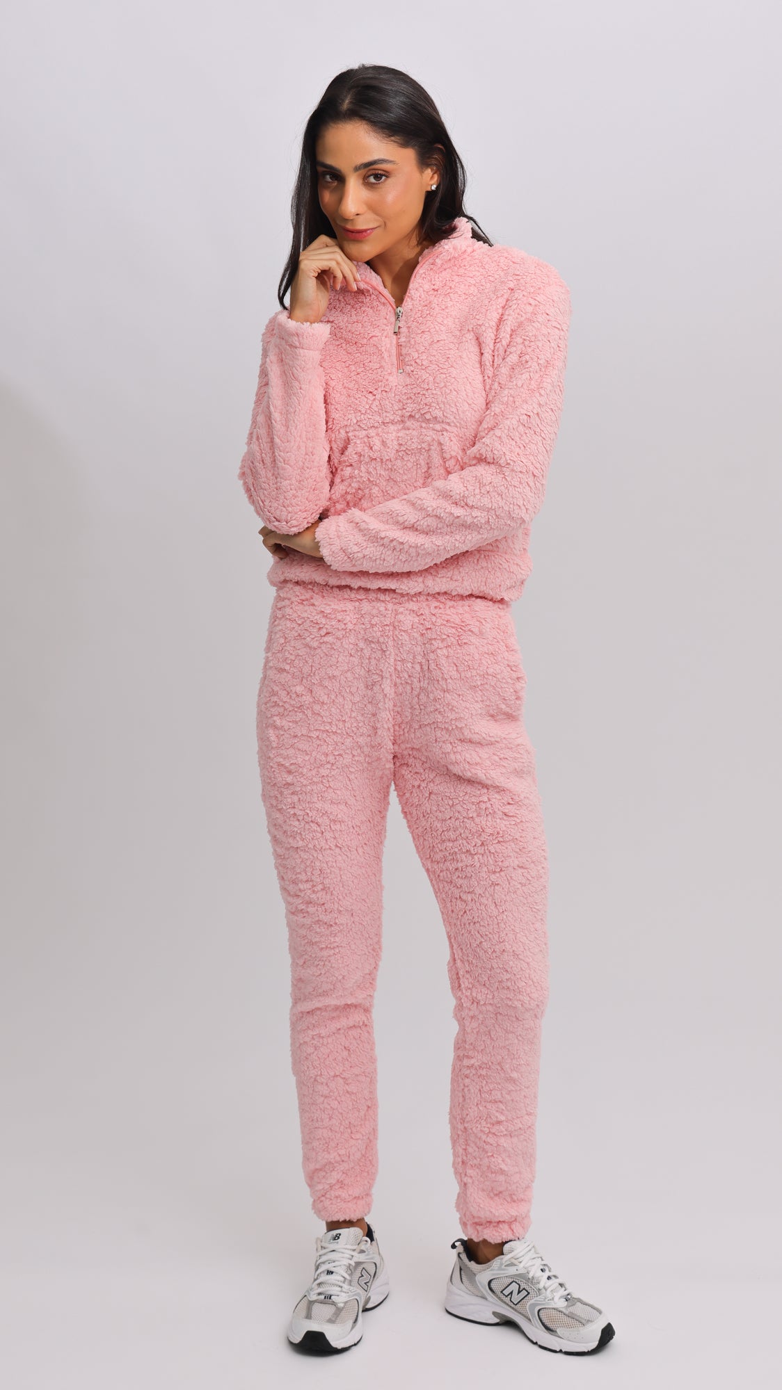 Canguru Sherpa Zíper - Rosa