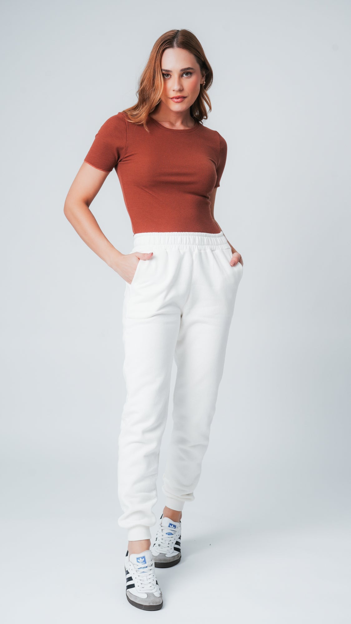 Blusa Manga Curta Canelada - Telha