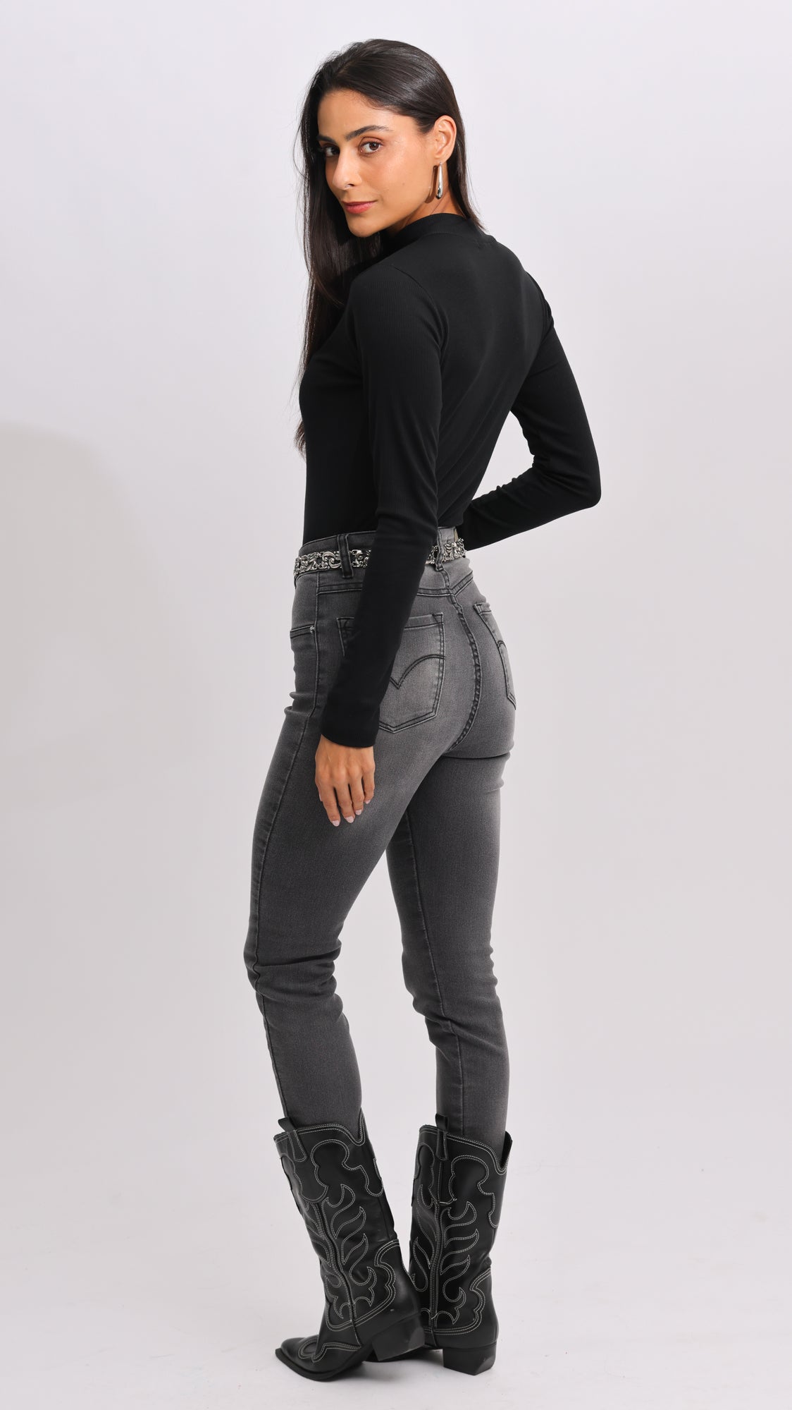 Cropped Canelado Gola Alta - Preto
