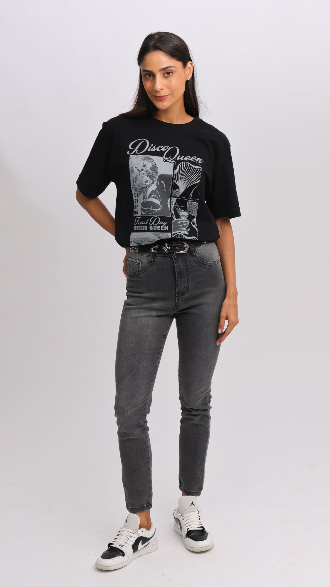 Camiseta Oversized Disco - Preta