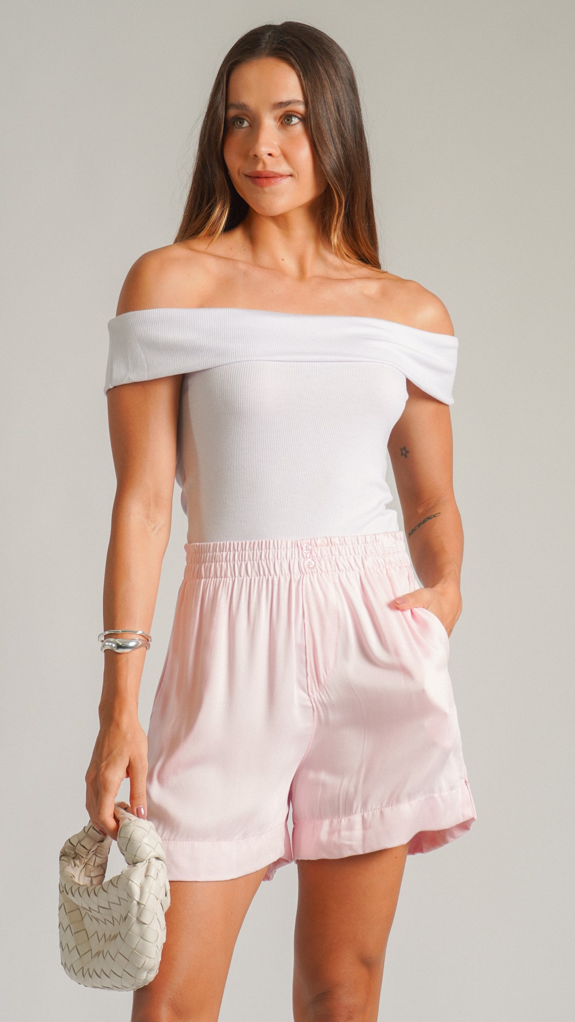 Blusa Ombro a Ombro Canelada - Branca