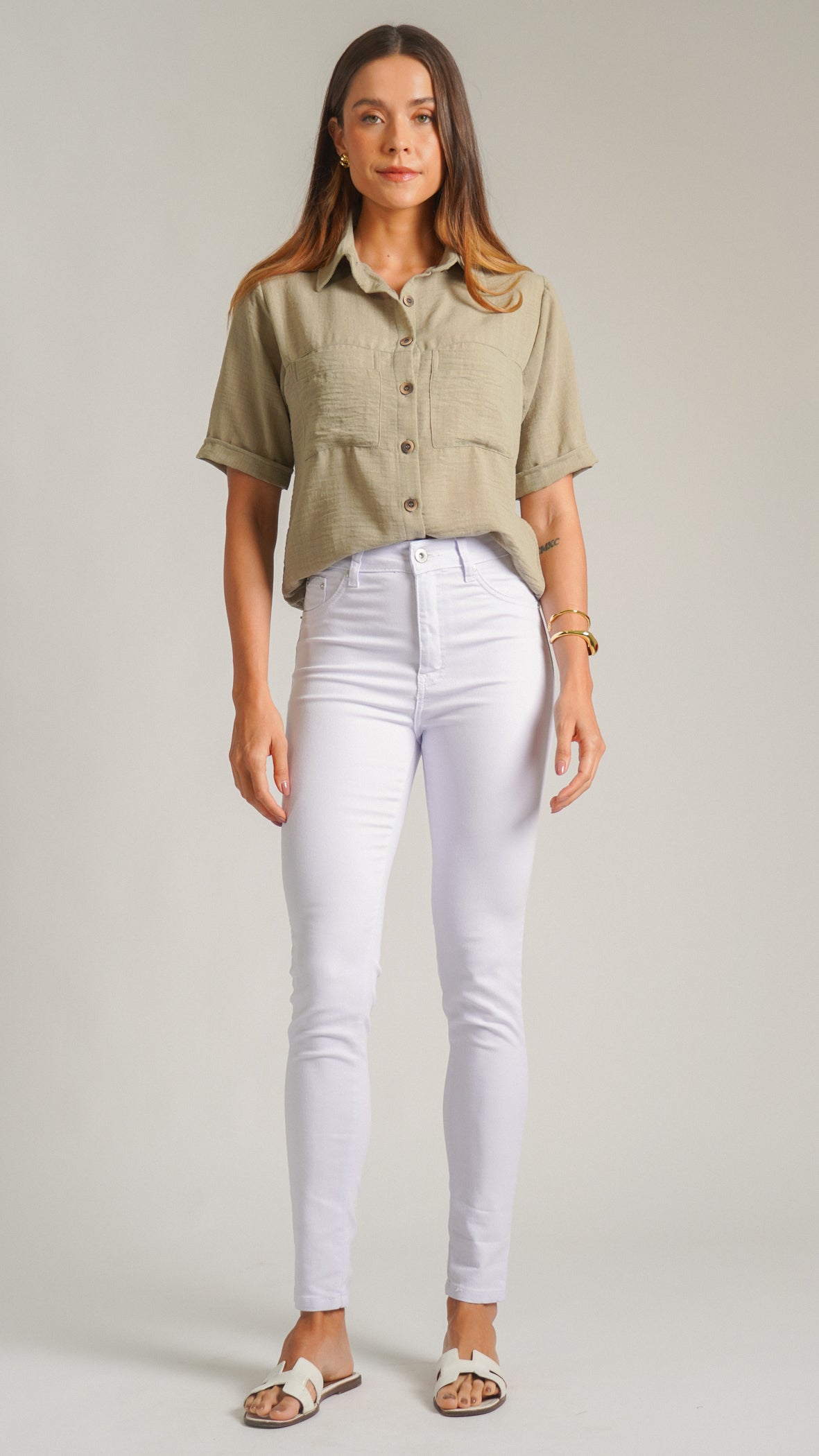 Calça Jeans - Branca Skinny
