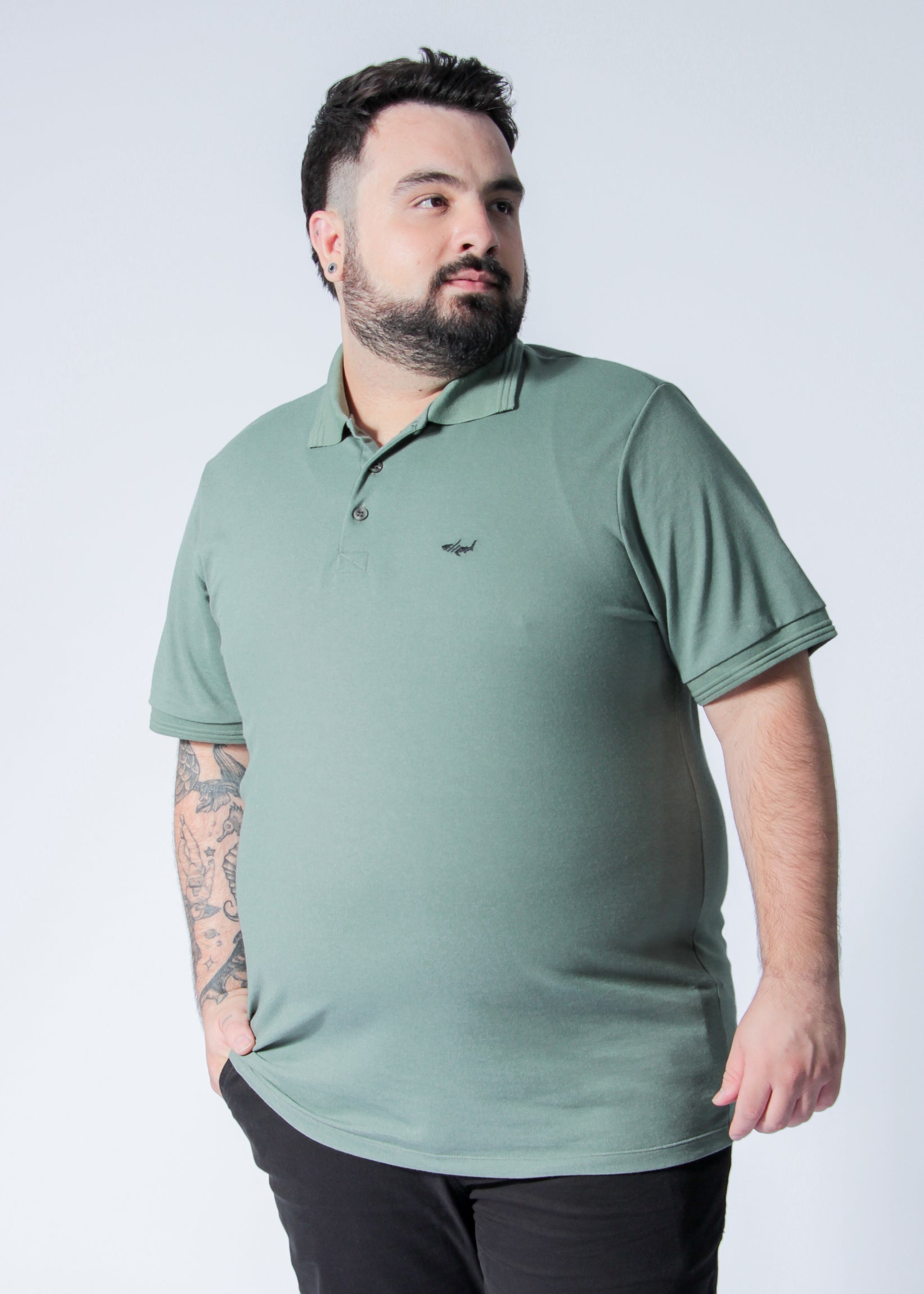 Camisa Polo Piquet Plus Size - Verde