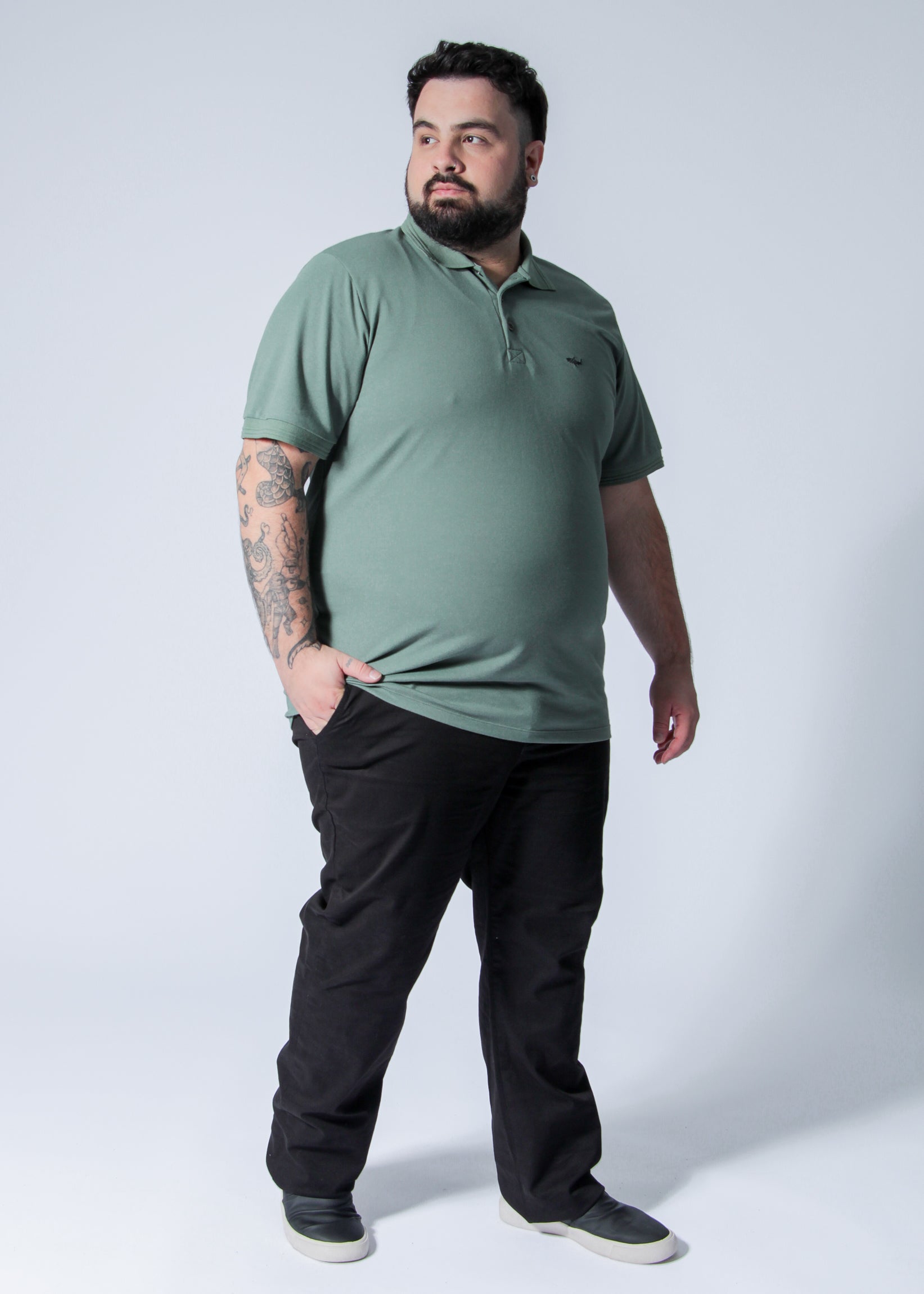 Camisa Polo Piquet Plus Size - Verde