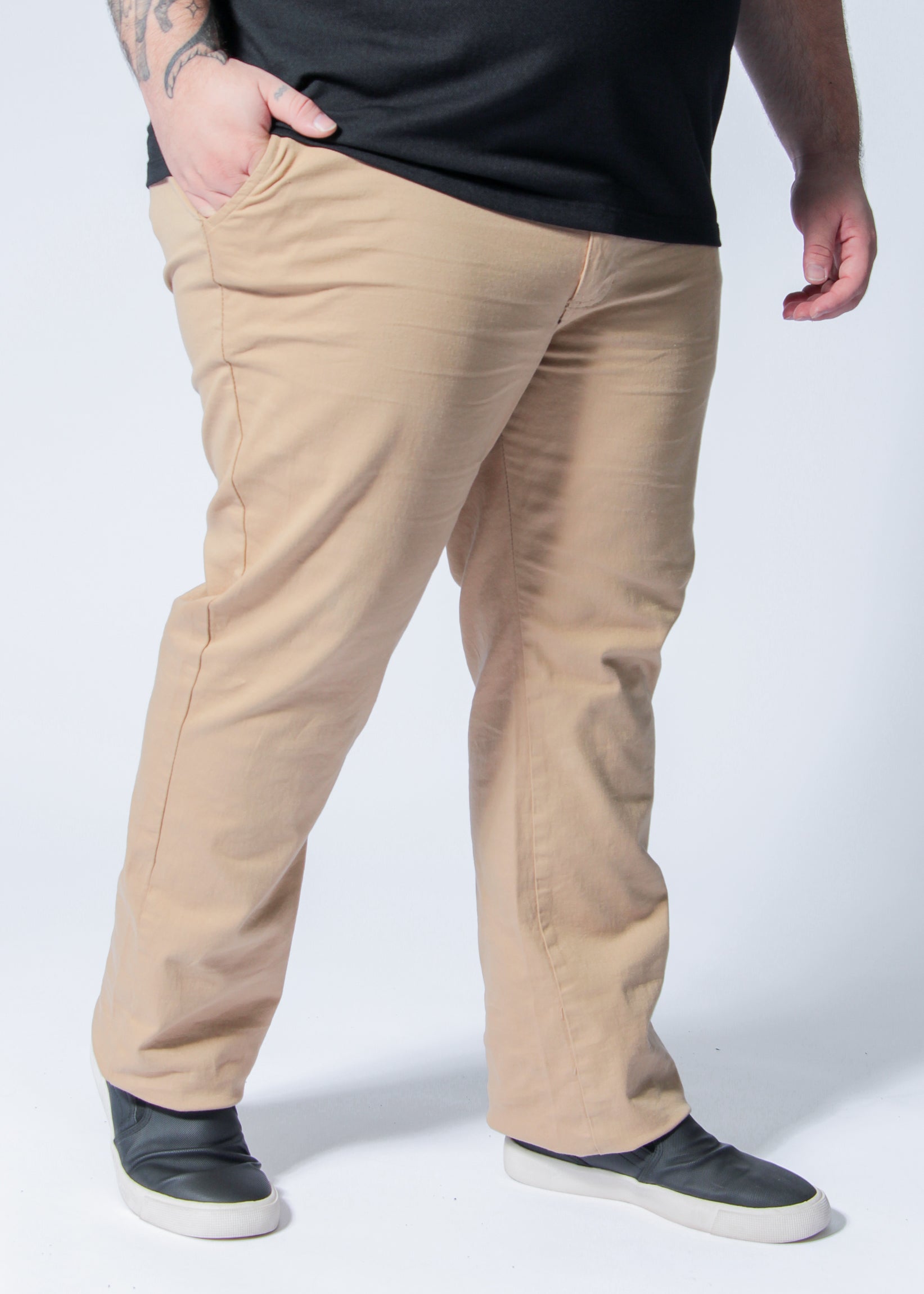 Calça Sarja Bolso Faca Plus Size Caqui - Main Image