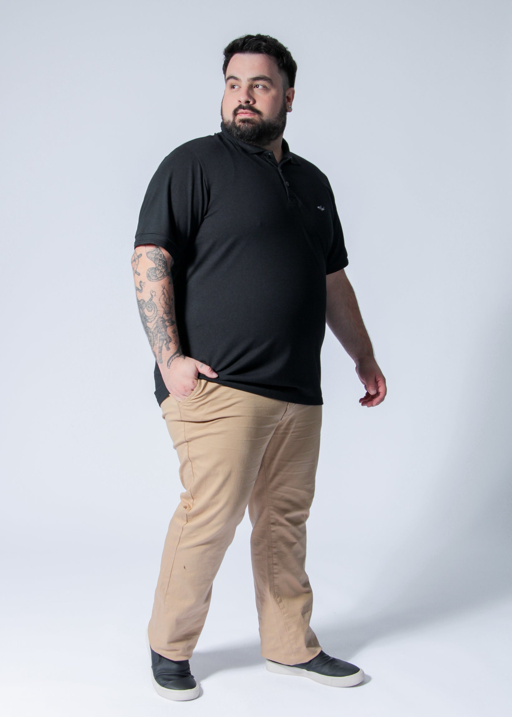 Calça Sarja Bolso Faca Plus Size - Caqui