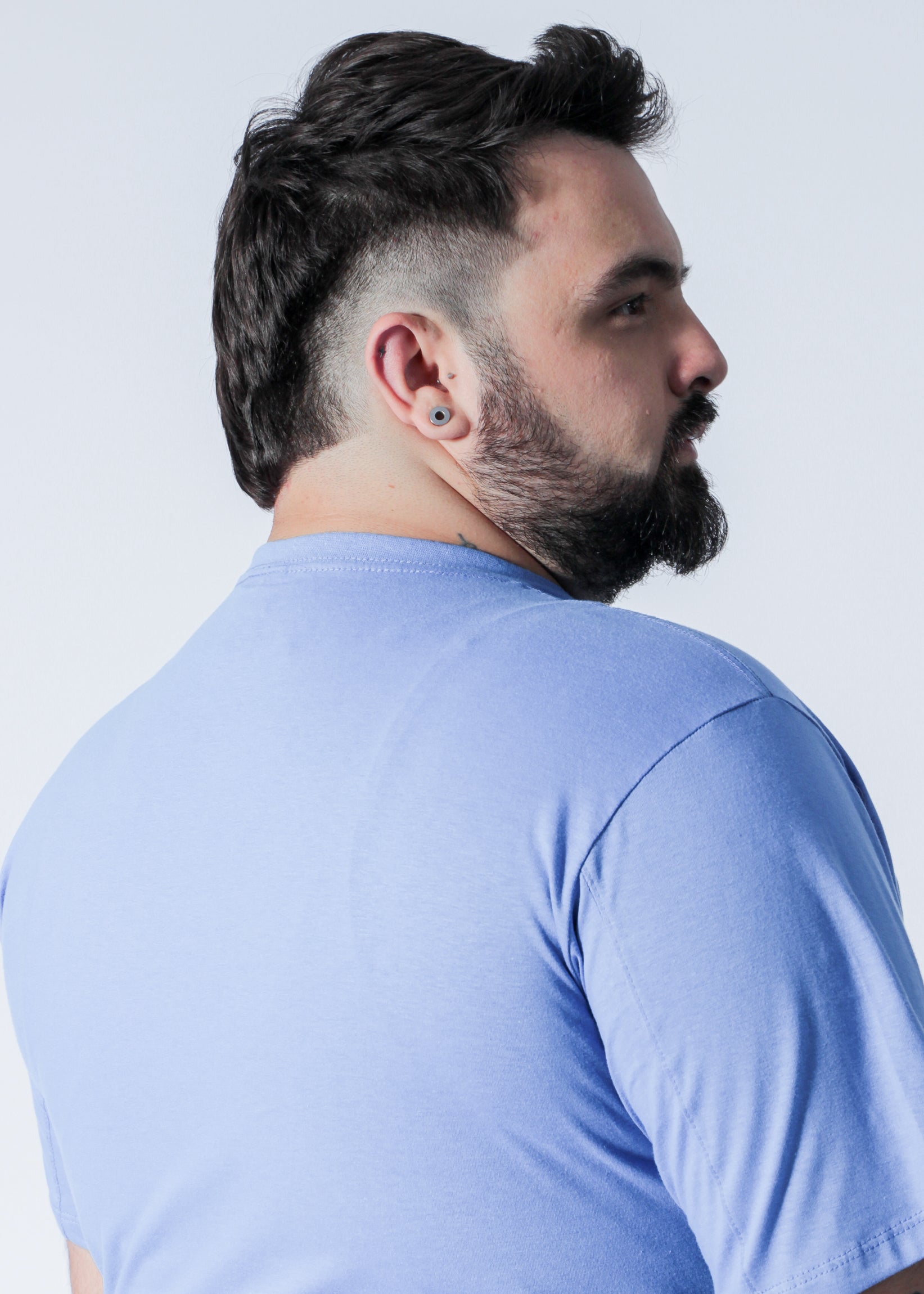 Camiseta Básica Plus Size - Azul