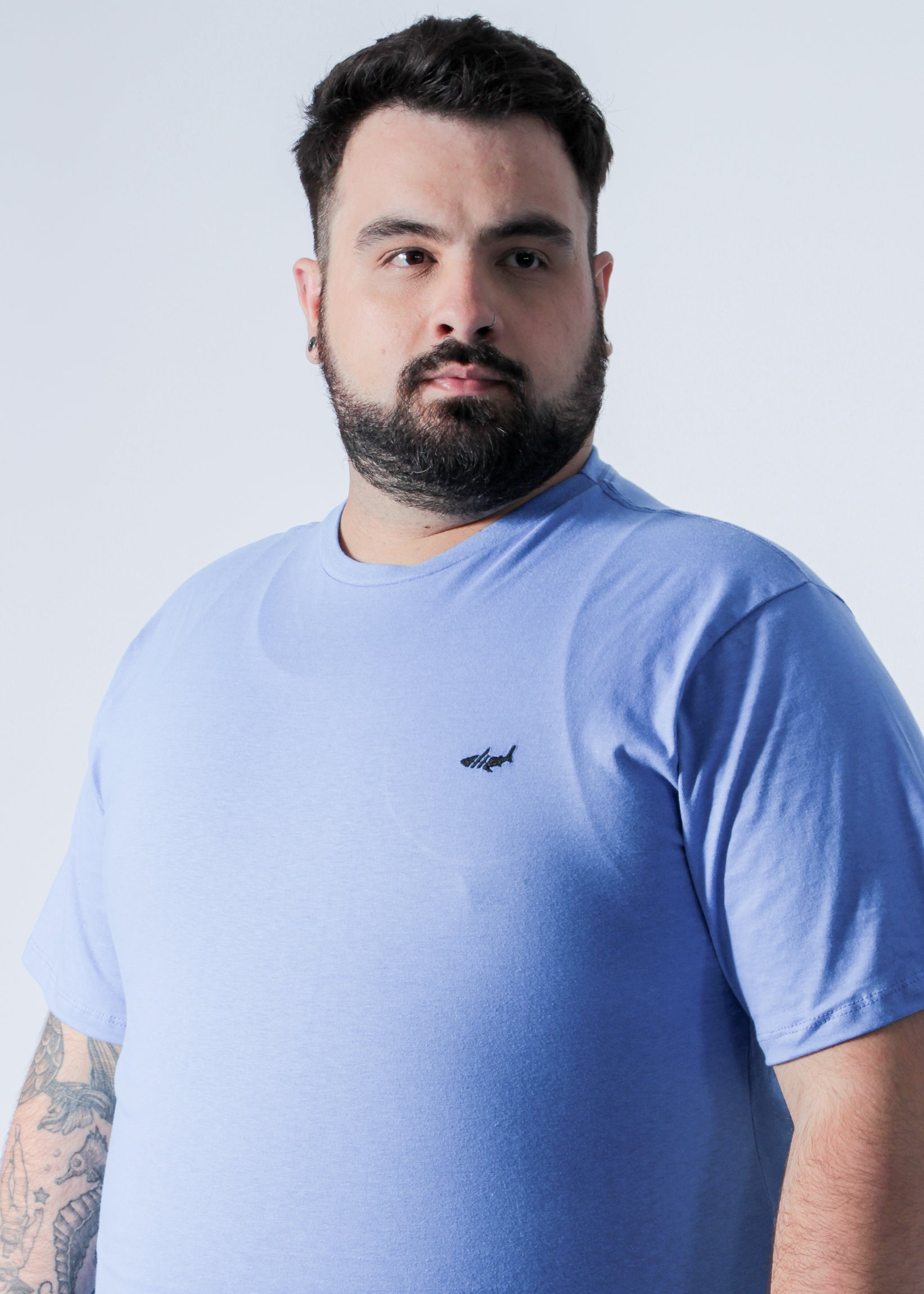 Camiseta Básica Plus Size - Azul