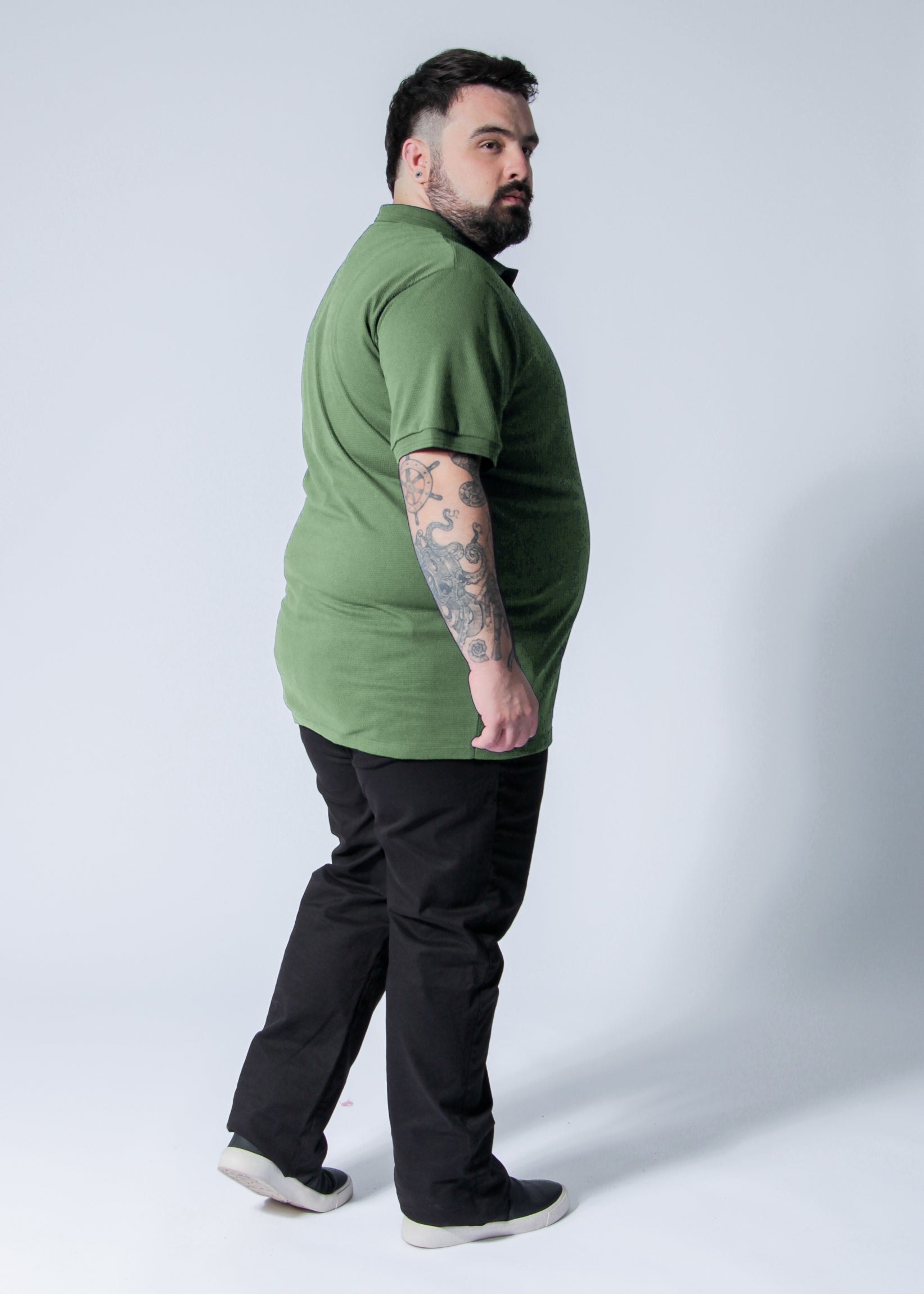 Camisa Polo Colmeia Plus Size - Verde