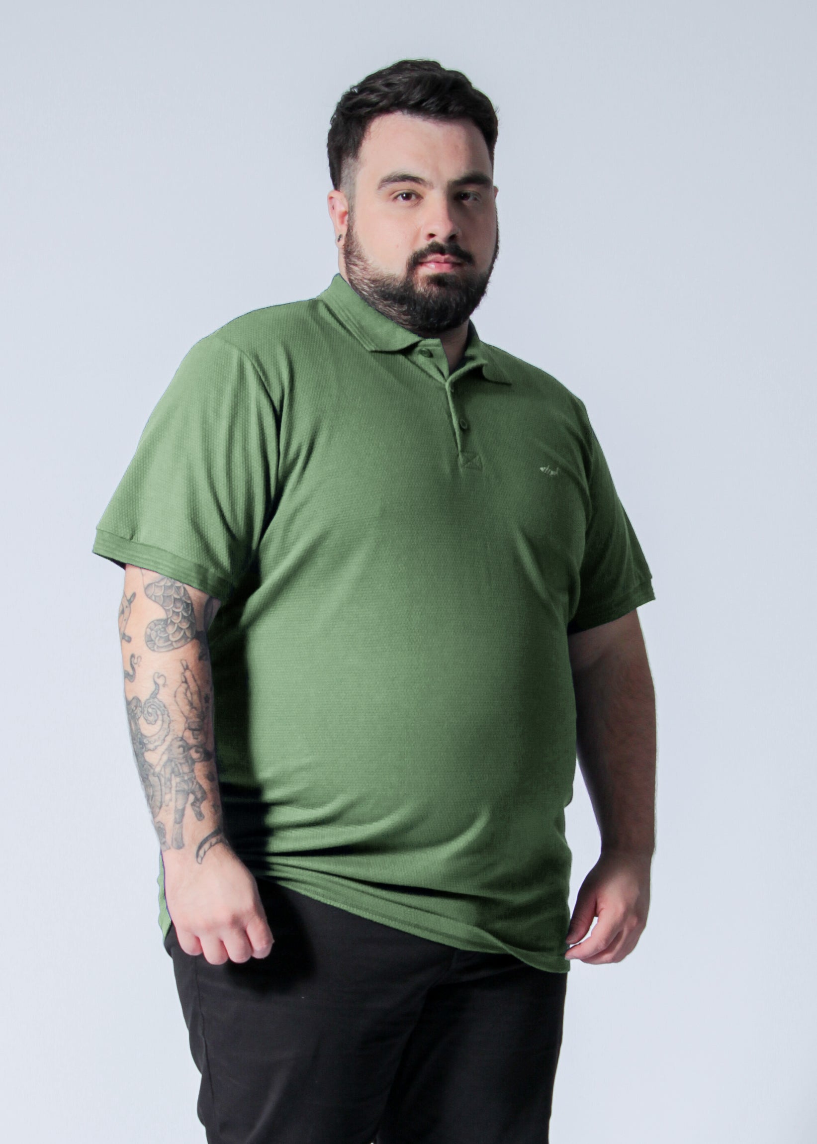 Camisa Polo Colmeia Plus Size - Verde