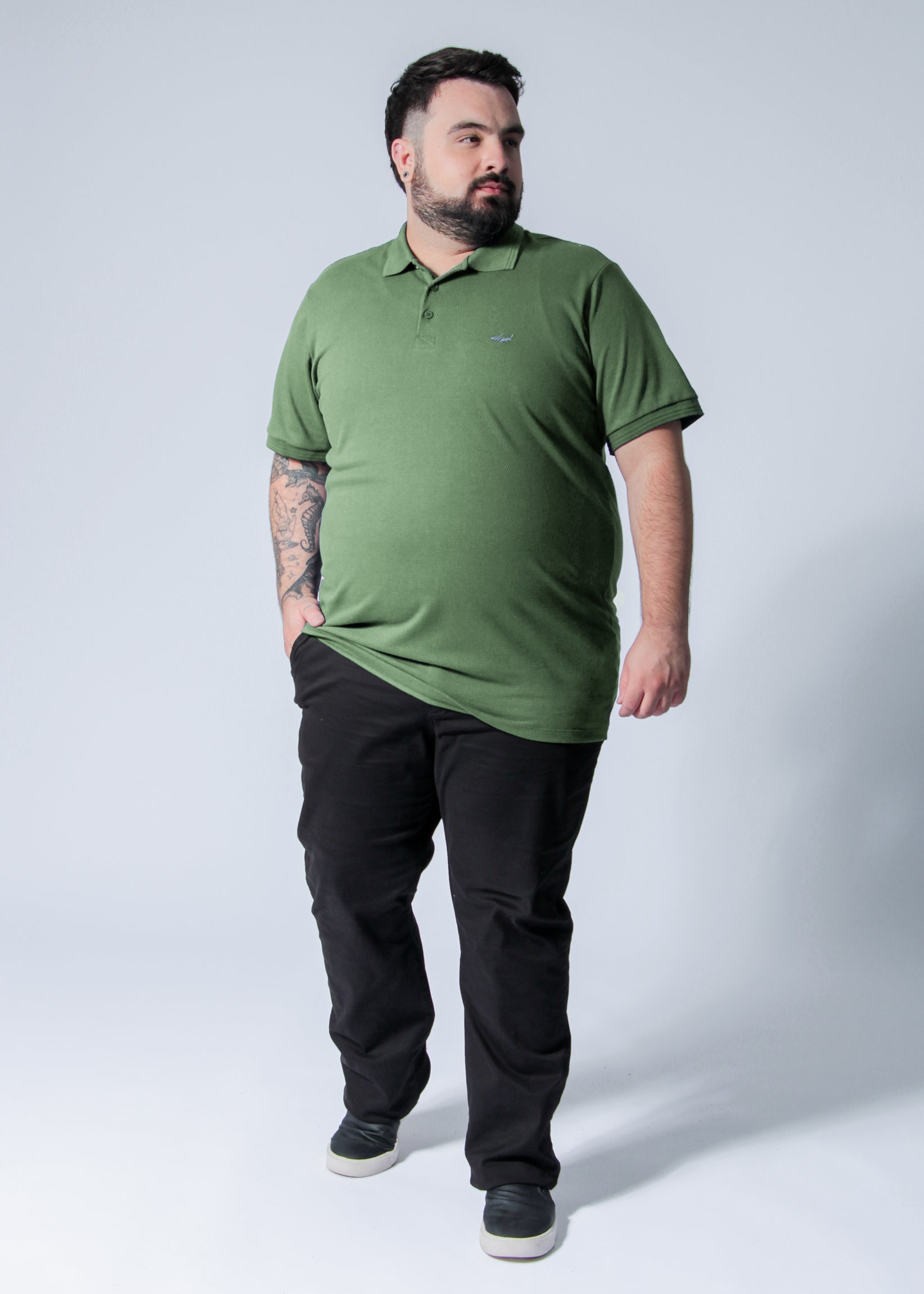 Camisa Polo Colmeia Plus Size - Verde