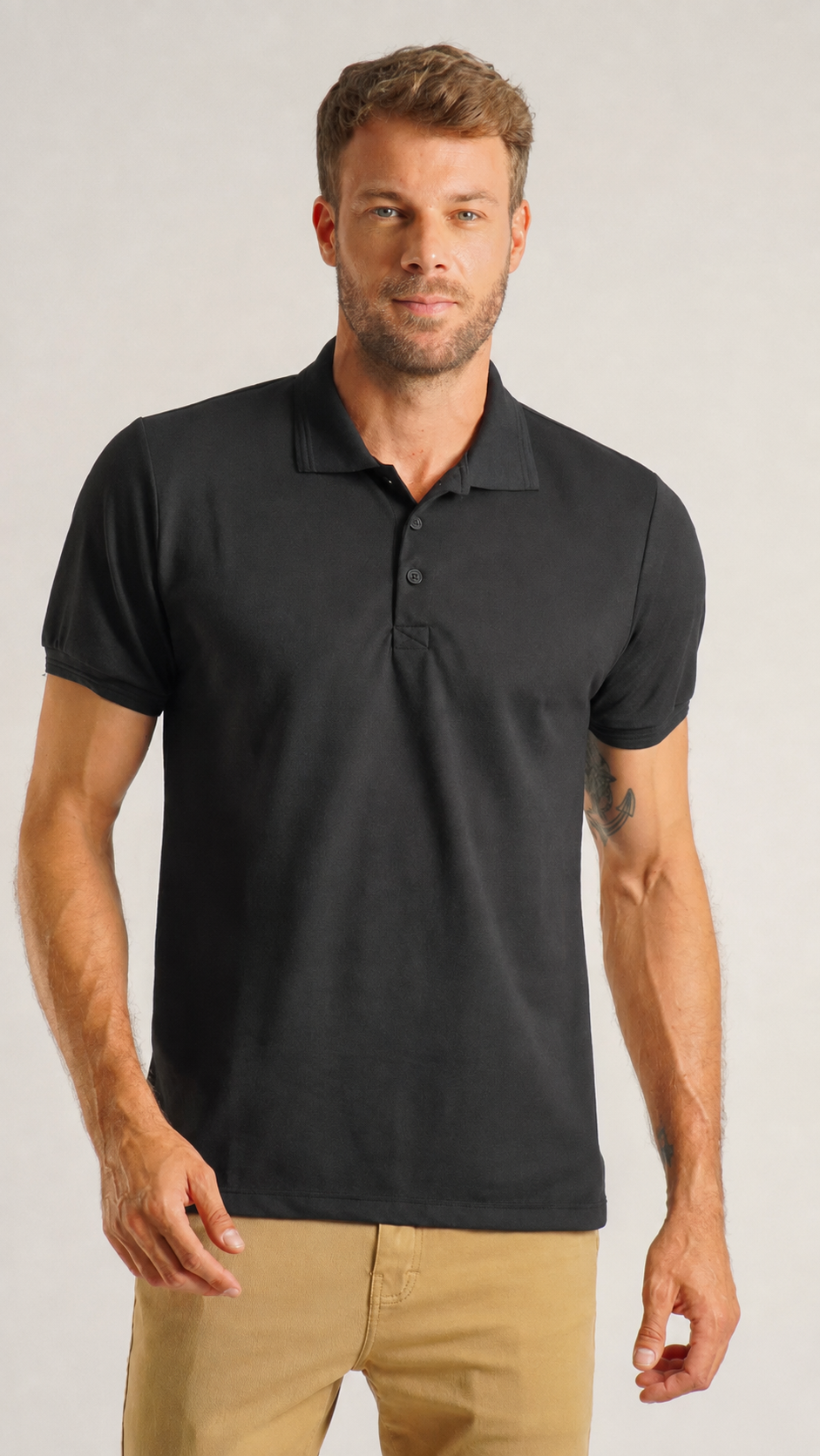 Camisa Polo Piquet Lisa - Preta