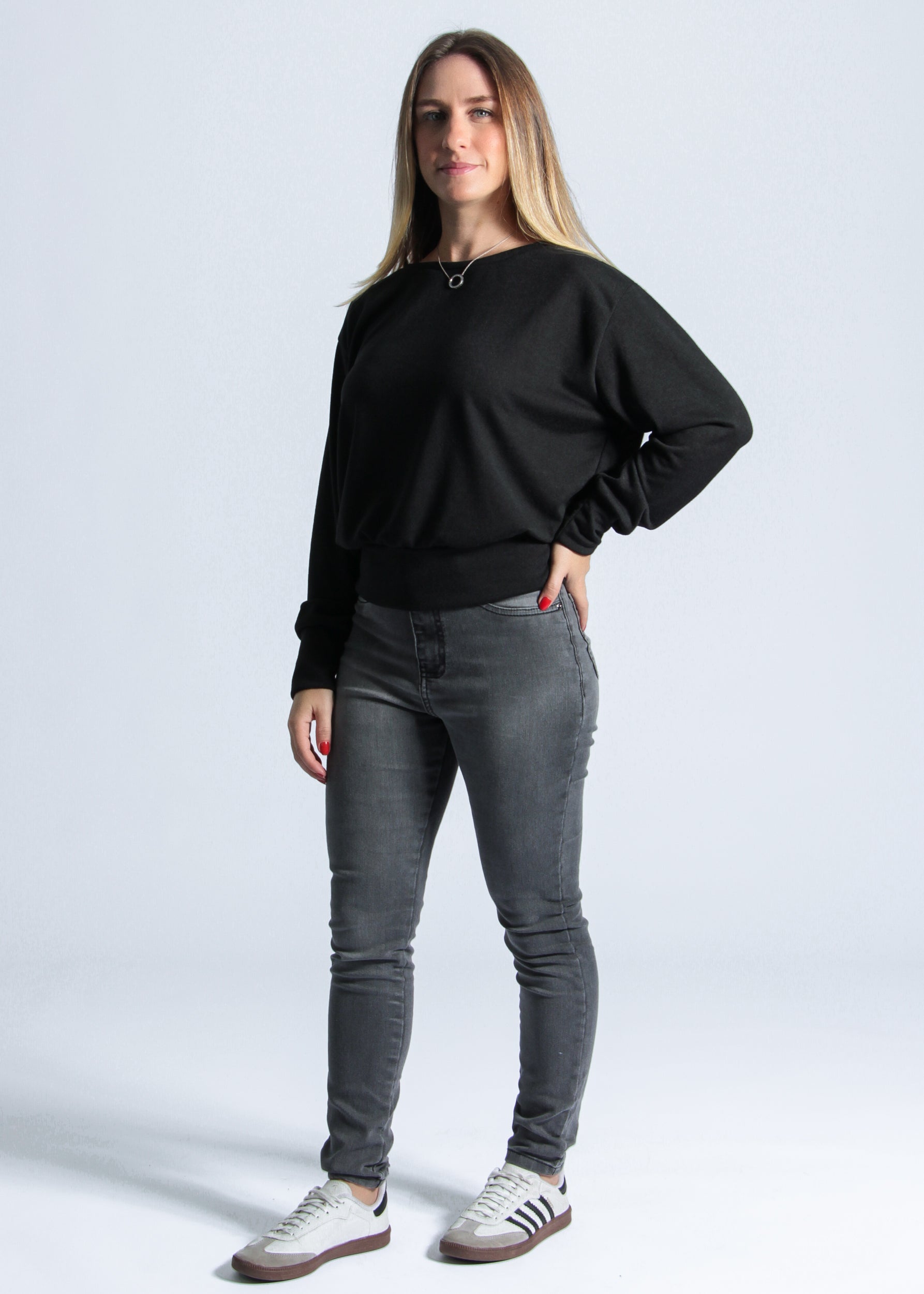 Blusa Tricô Manga Longa - Preta