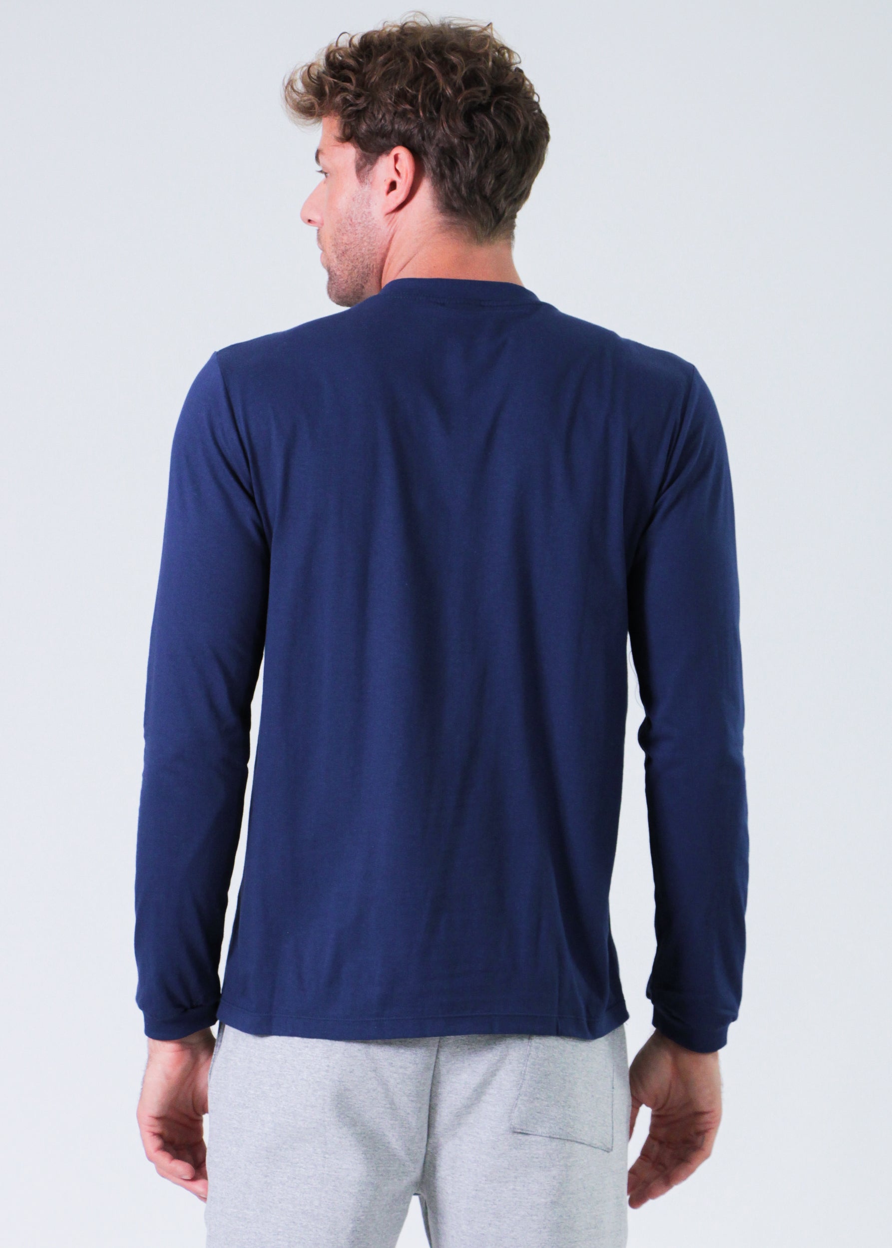 Camiseta Manga Longa Lisa - Azul Marinho