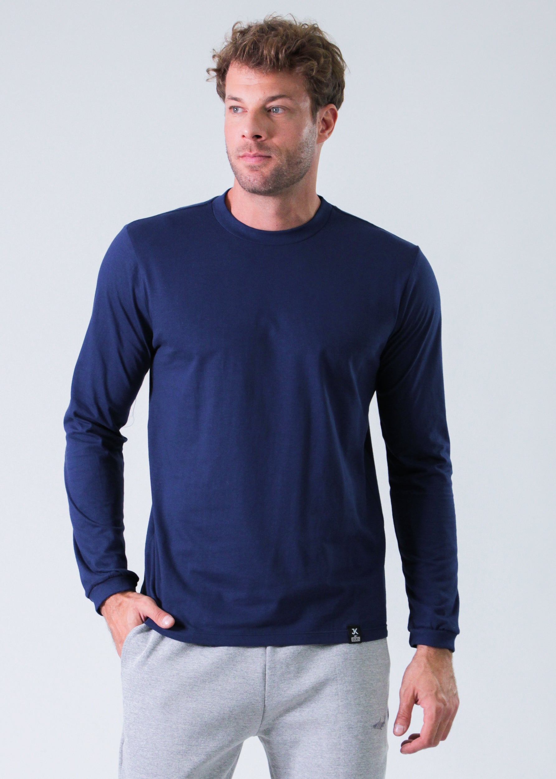 Camiseta Manga Longa Lisa - Azul Marinho