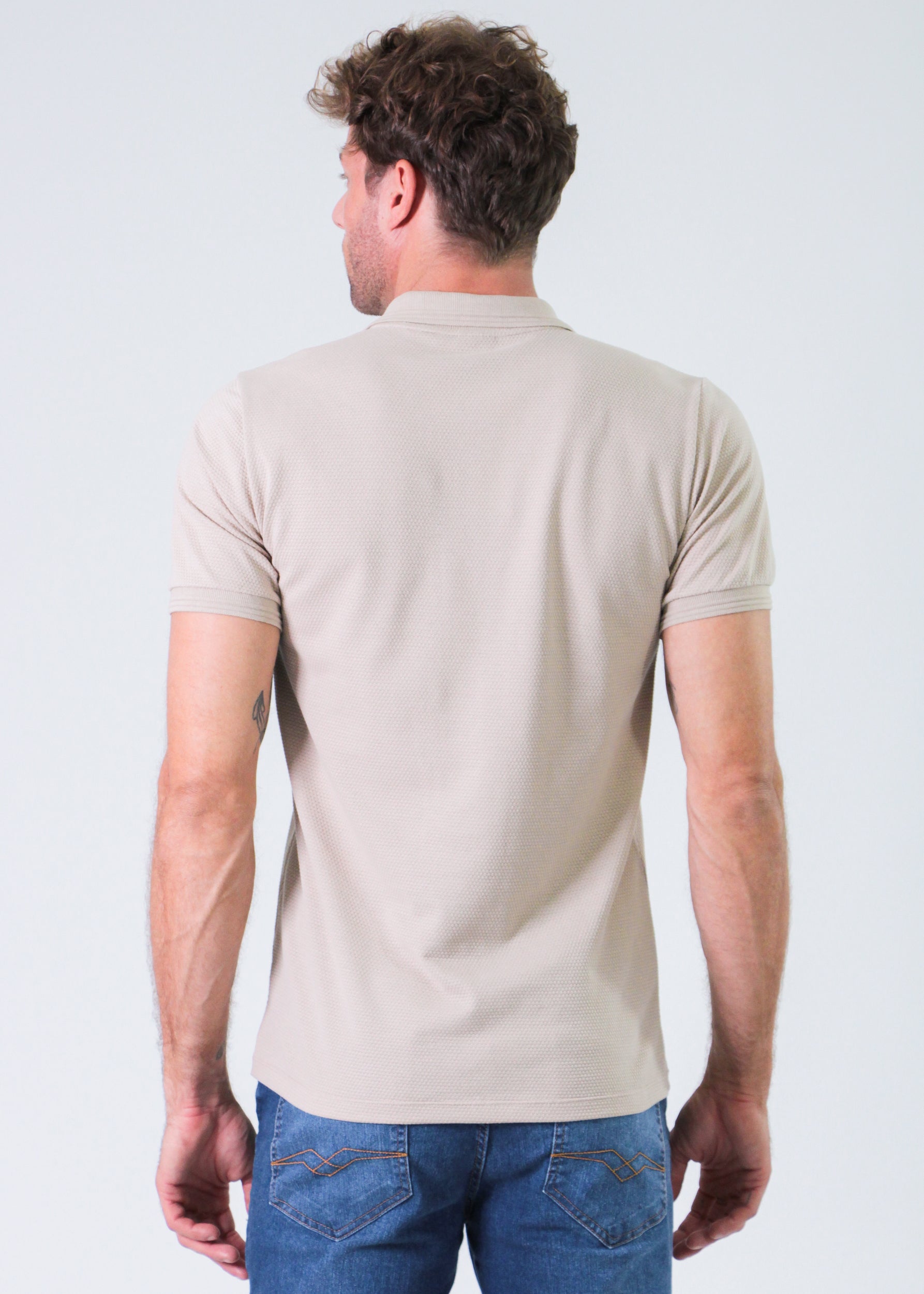 Camisa Polo Colmeia - Bege