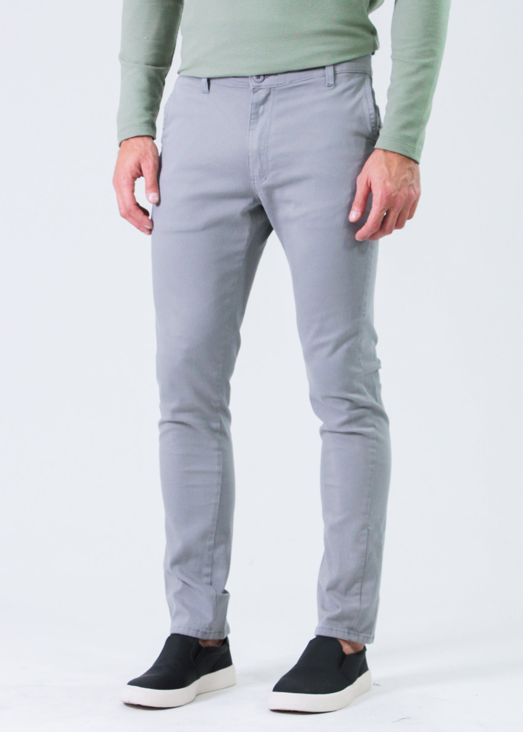 Calça Sarja Bolso Faca - Cinza