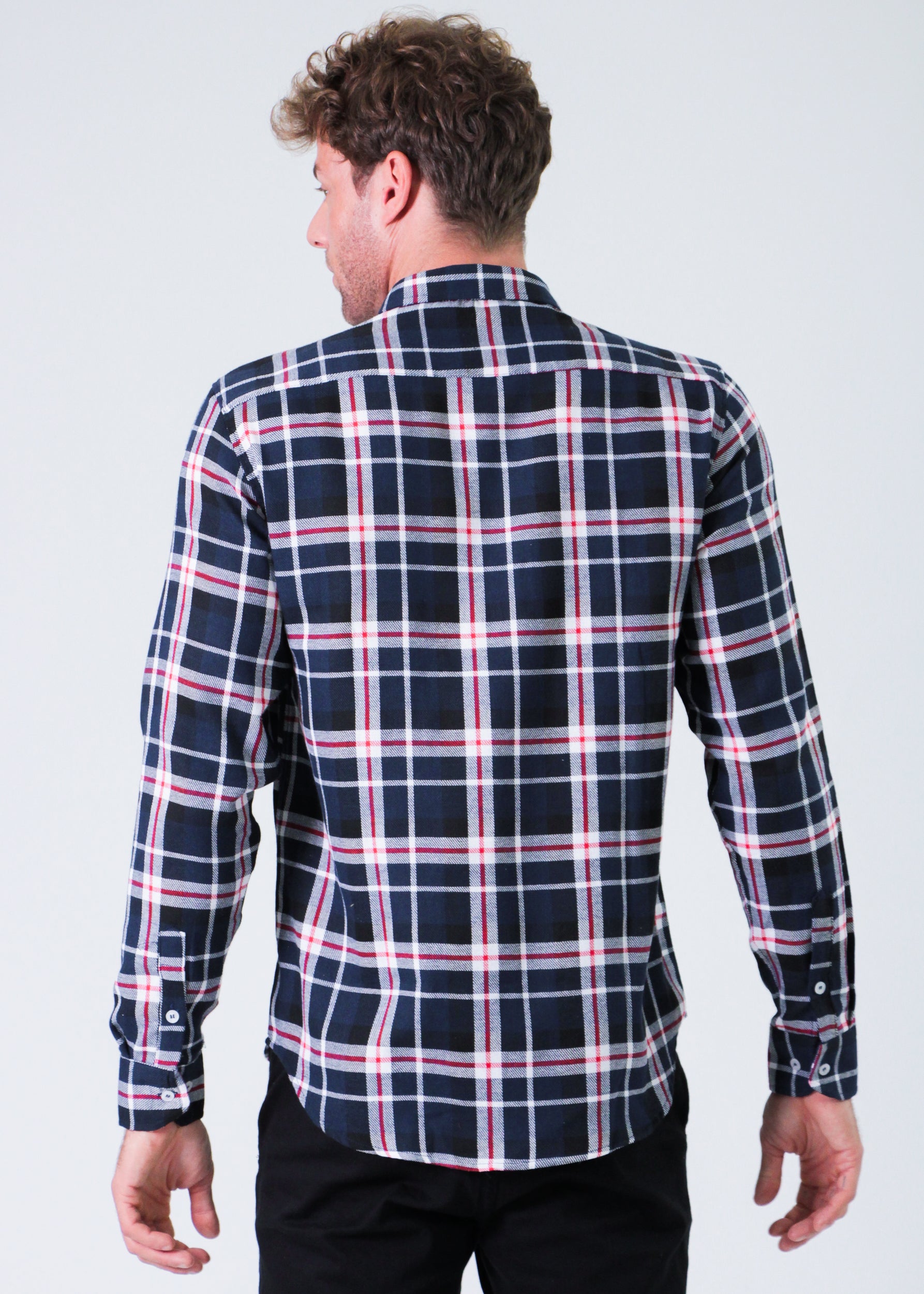 Camisa Xadrez Manga Longa - Azul