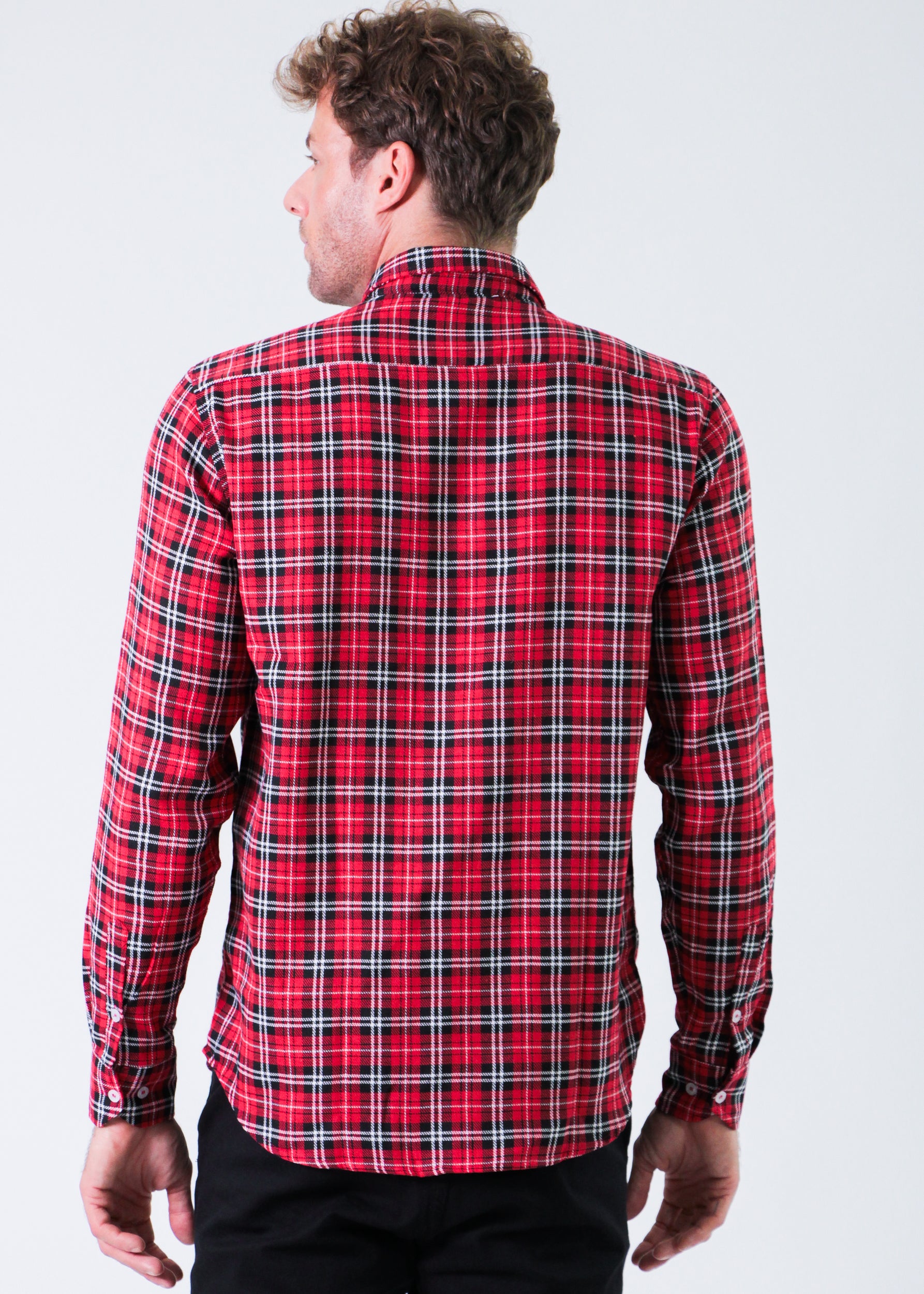 Camisa Xadrez Manga Longa - Vermelha
