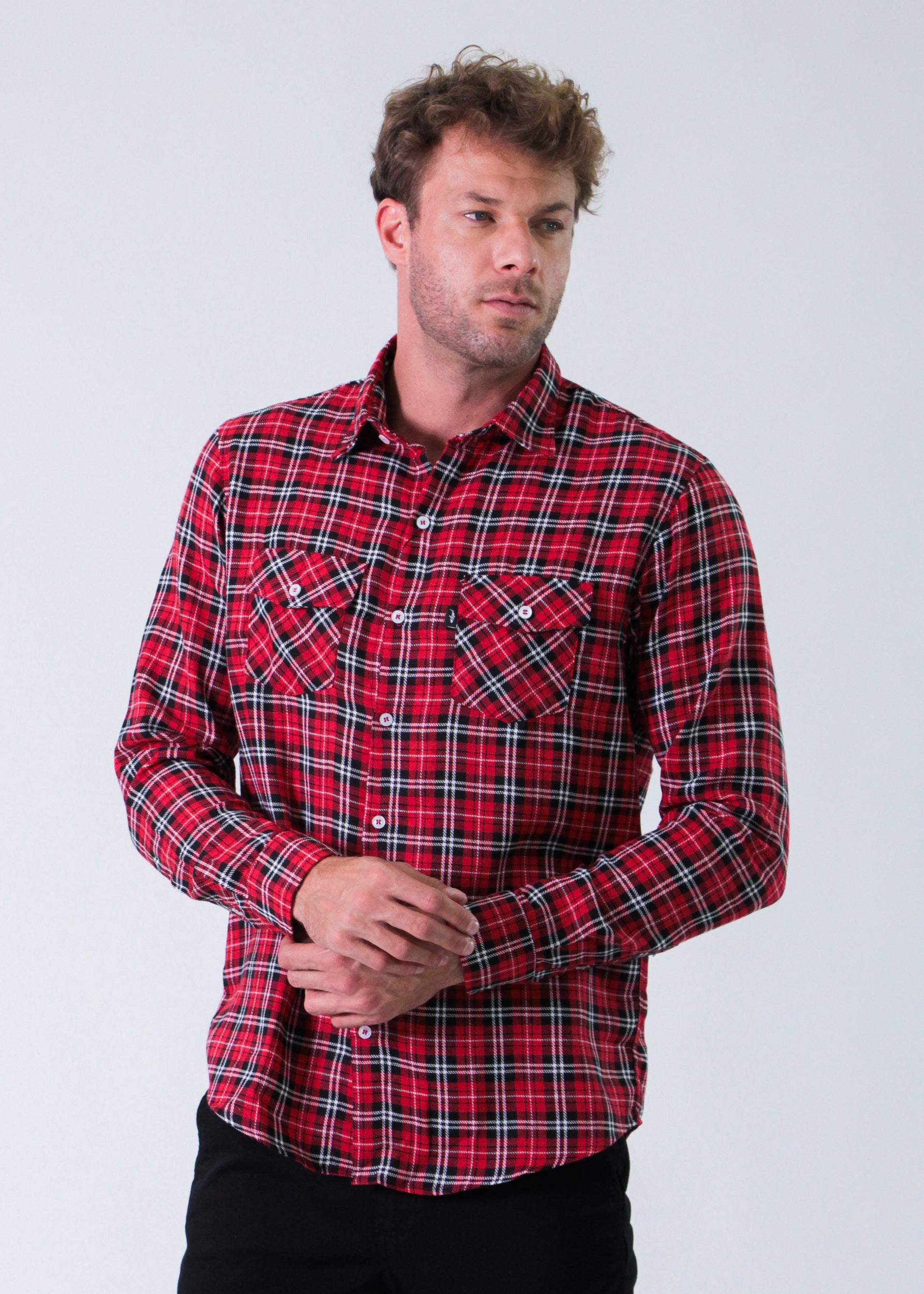 Camisa Xadrez Manga Longa - Vermelha