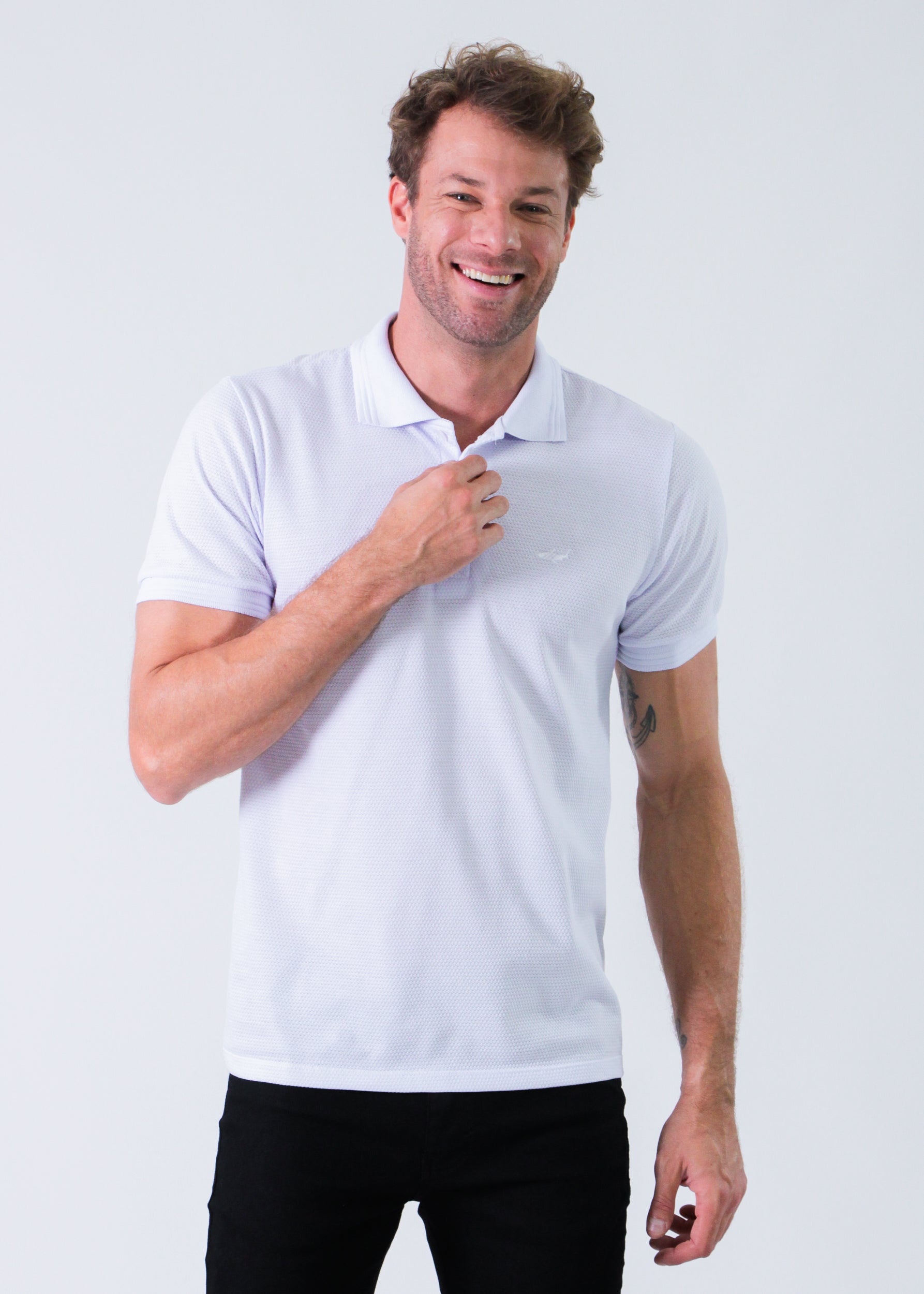 Camisa Polo Colmeia - Branca