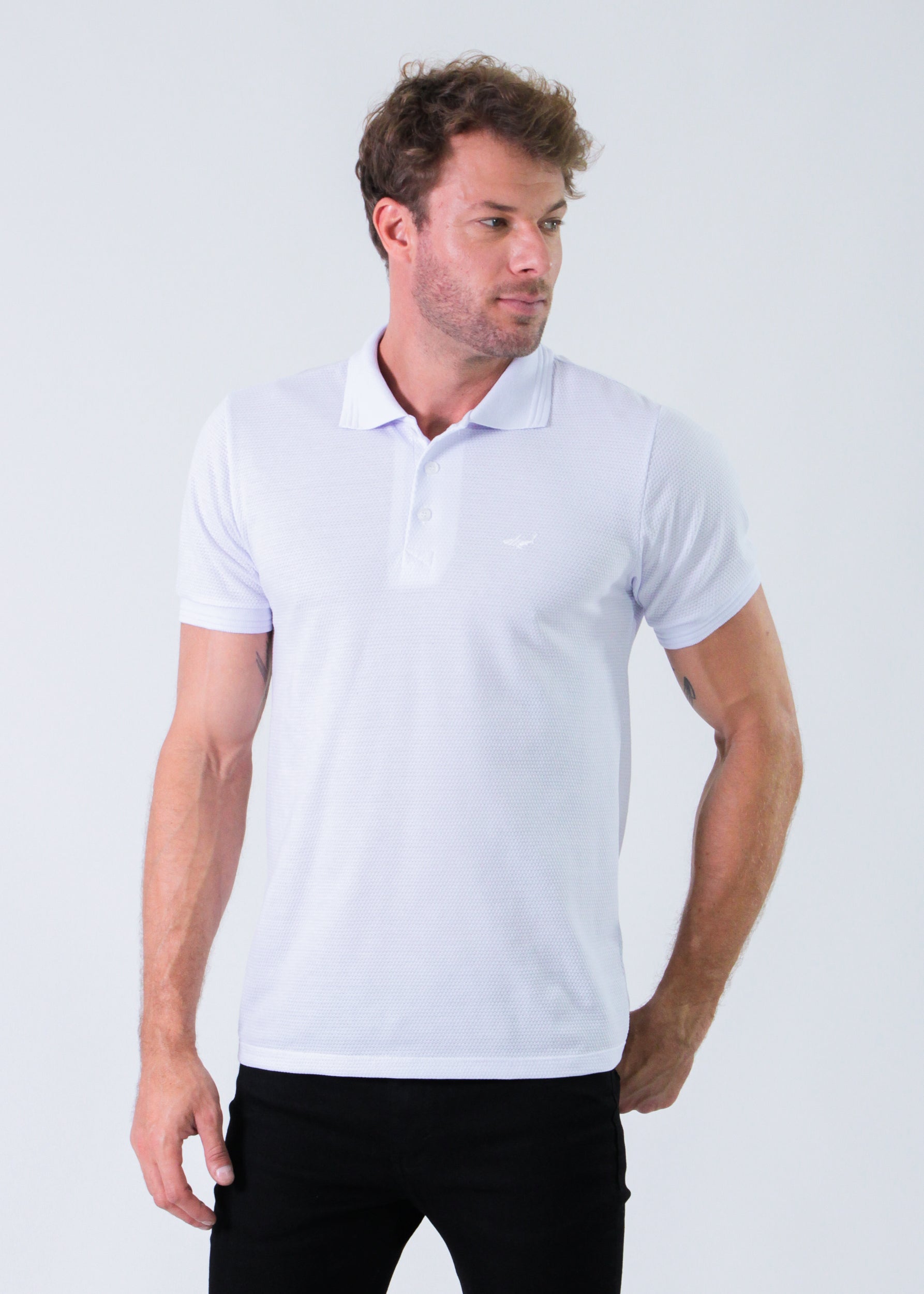 Camisa Polo Colmeia - Branca