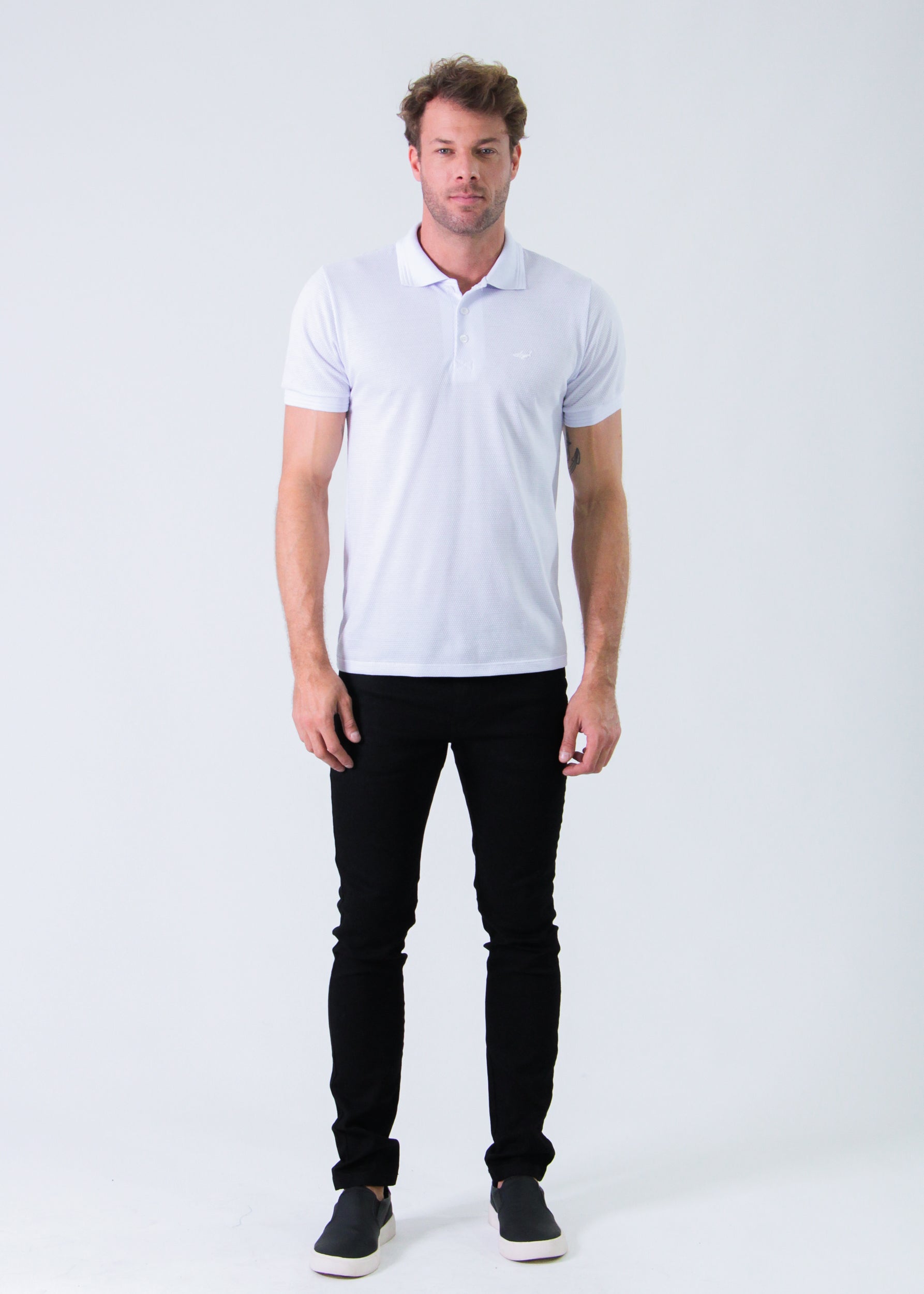 Camisa Polo Colmeia - Branca