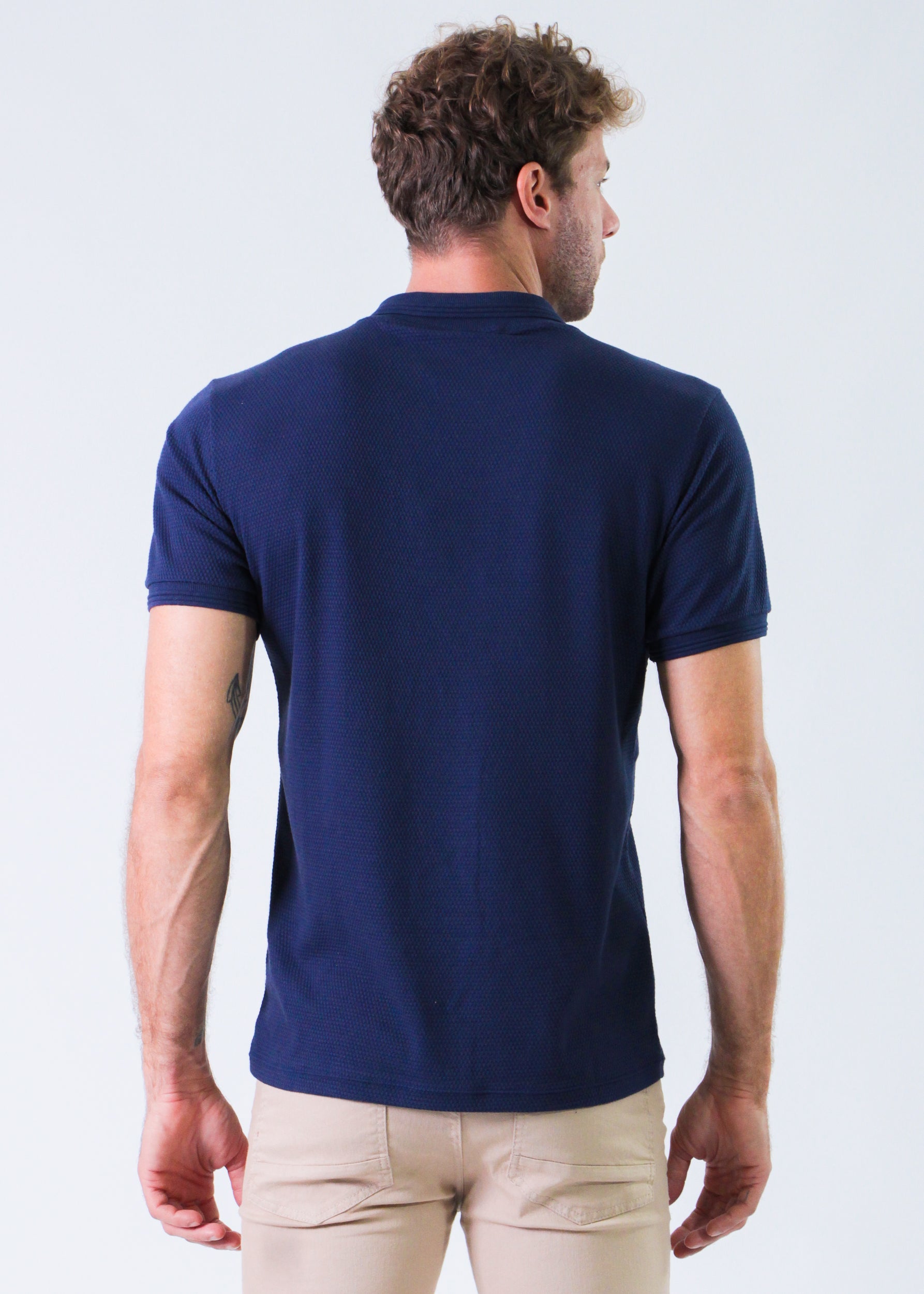 Camisa Polo Colmeia - Azul Marinho